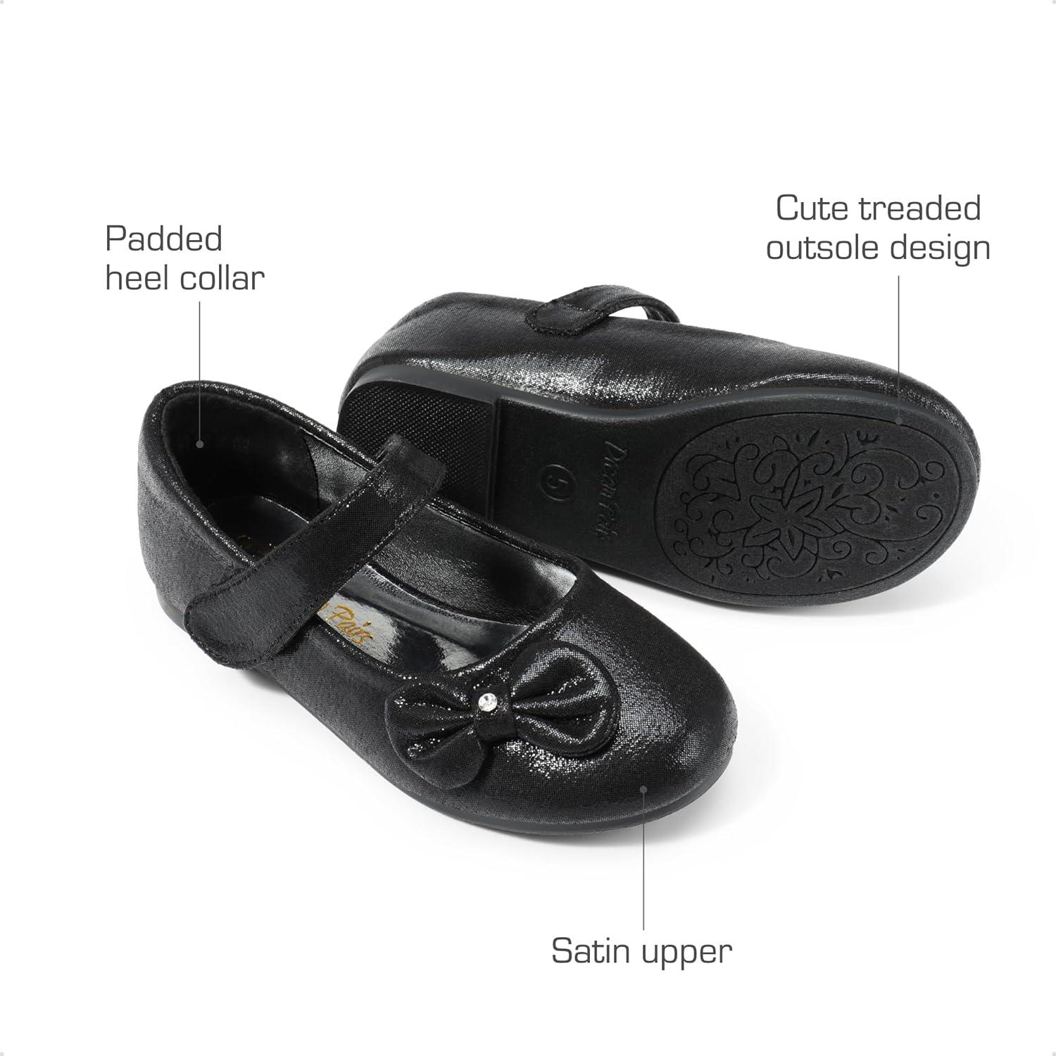 imageDREAM PAIRS Toddler Girls Dress Shoes Mary Jane Flats Girls School Uniform Flats Bow Ballerina ShoesBlackSuede