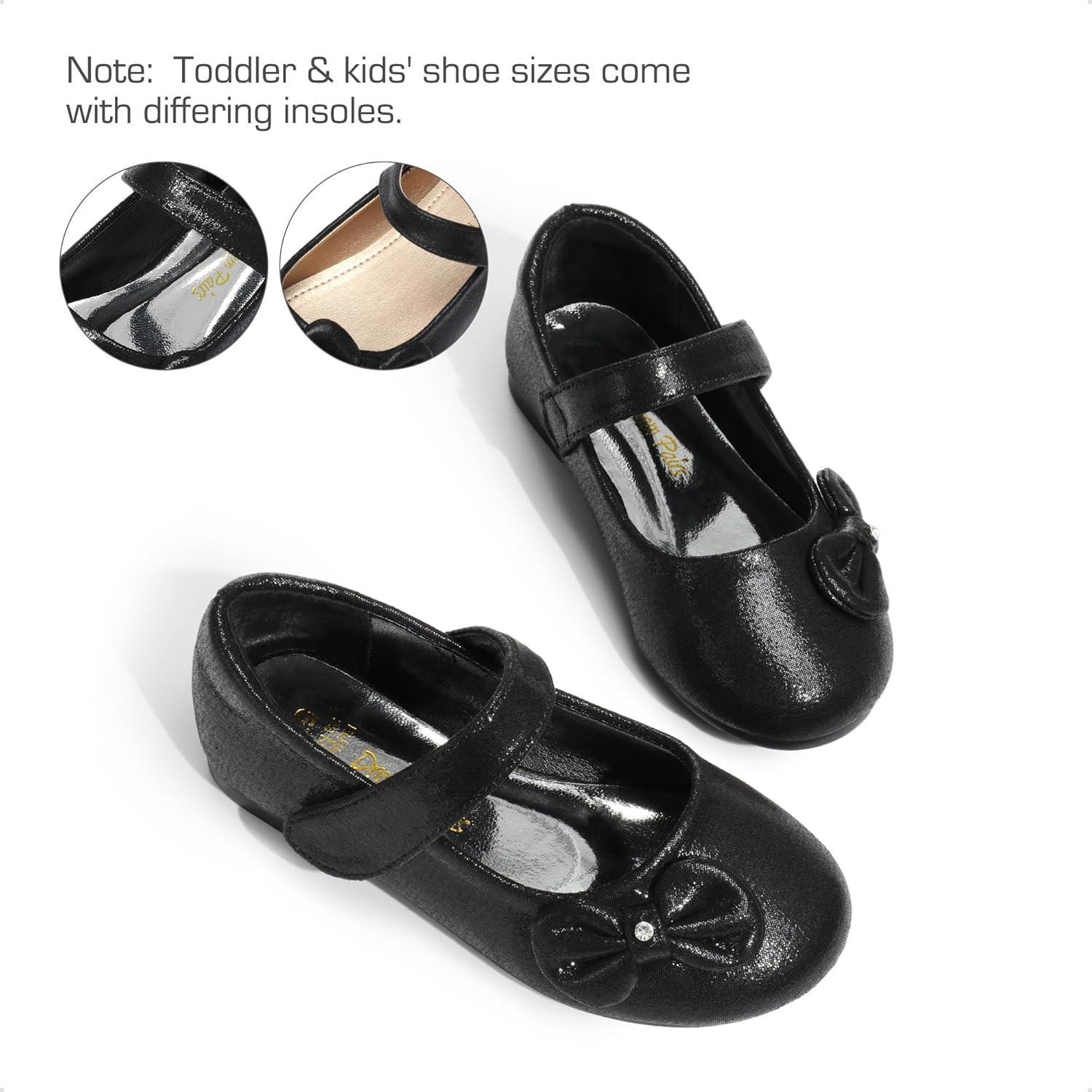 imageDREAM PAIRS Toddler Girls Dress Shoes Mary Jane Flats Girls School Uniform Flats Bow Ballerina ShoesBlackSuede