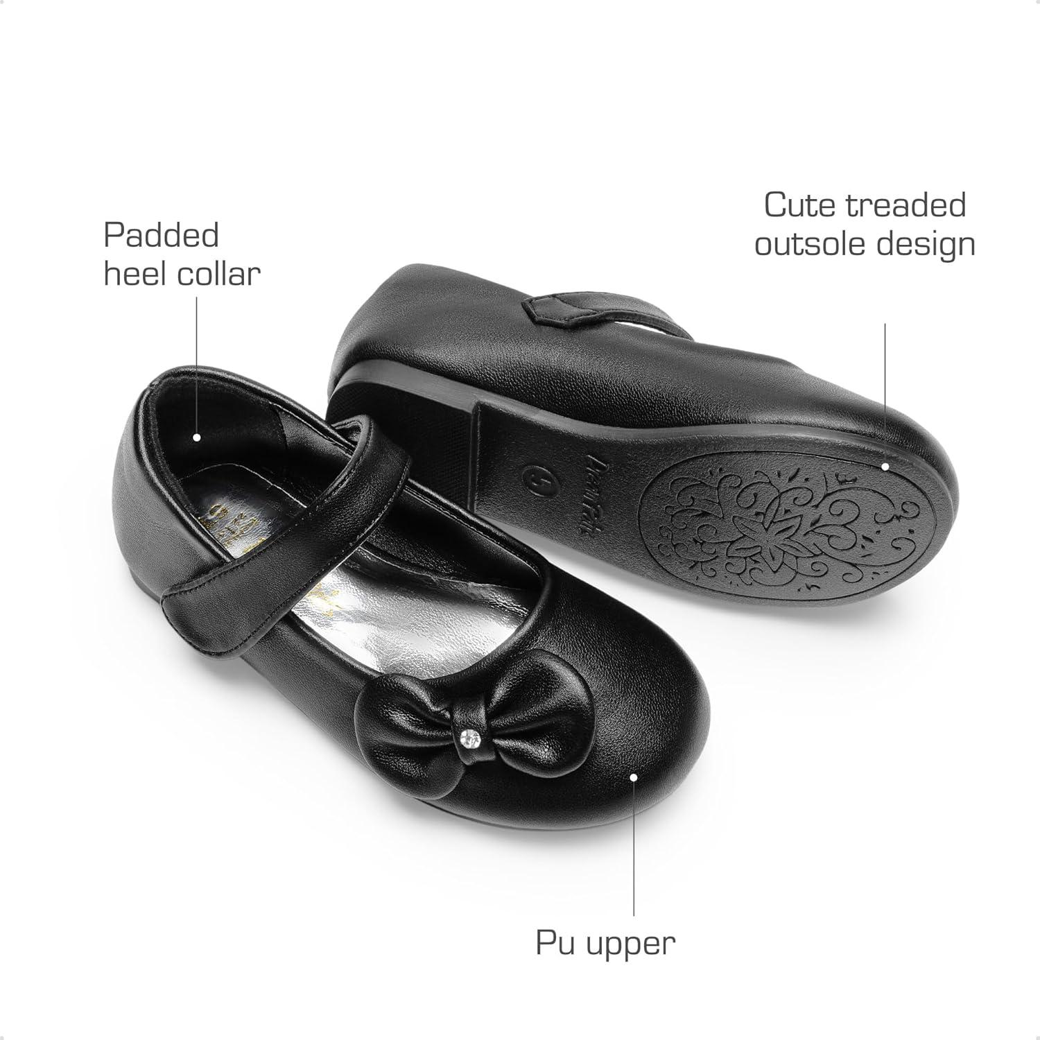 imageDREAM PAIRS Toddler Girls Dress Shoes Mary Jane Flats Girls School Uniform Flats Bow Ballerina ShoesBlackpu