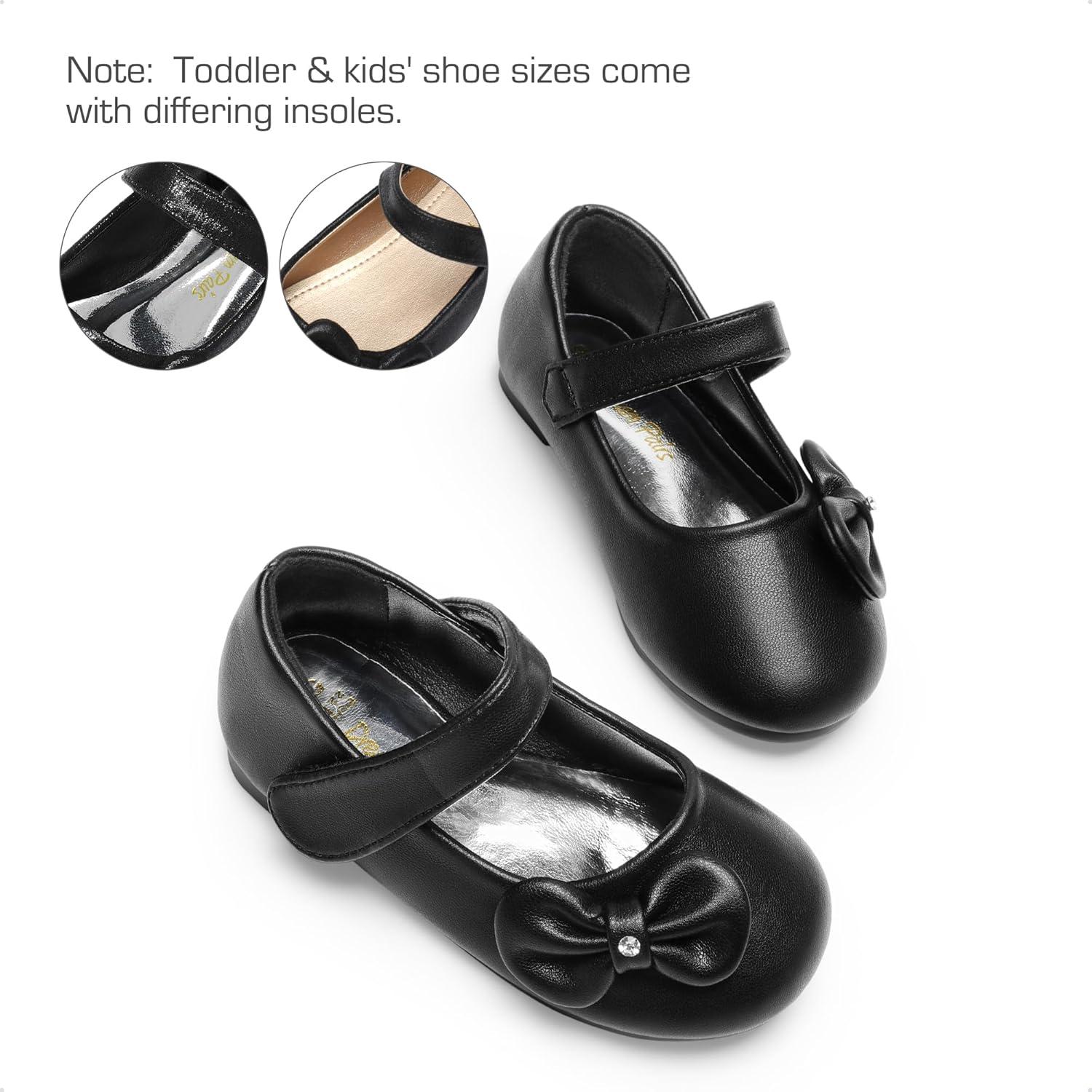 imageDREAM PAIRS Toddler Girls Dress Shoes Mary Jane Flats Girls School Uniform Flats Bow Ballerina ShoesBlackpu