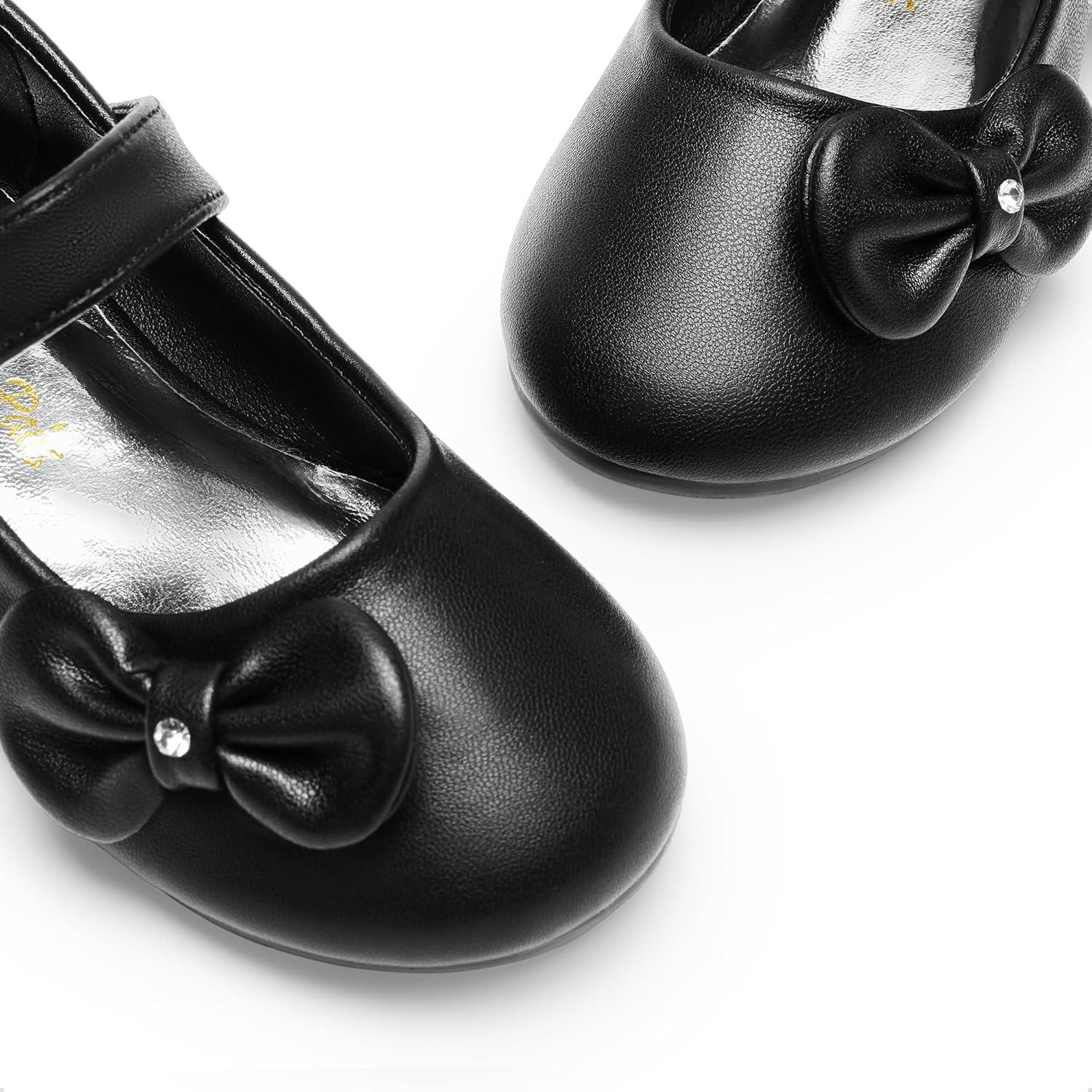 imageDREAM PAIRS Toddler Girls Dress Shoes Mary Jane Flats Girls School Uniform Flats Bow Ballerina ShoesBlackpu