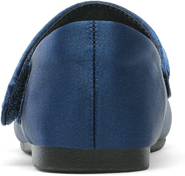 imageDREAM PAIRS Toddler Girls Dress Shoes Mary Jane Flats Girls School Uniform Flats Bow Ballerina ShoesNavySatin