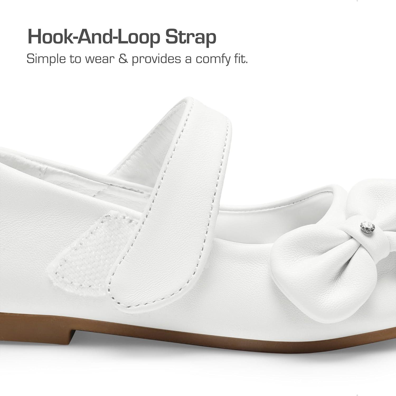imageDREAM PAIRS Toddler Girls Dress Shoes Mary Jane Flats Girls School Uniform Flats Bow Ballerina ShoesWhitepu