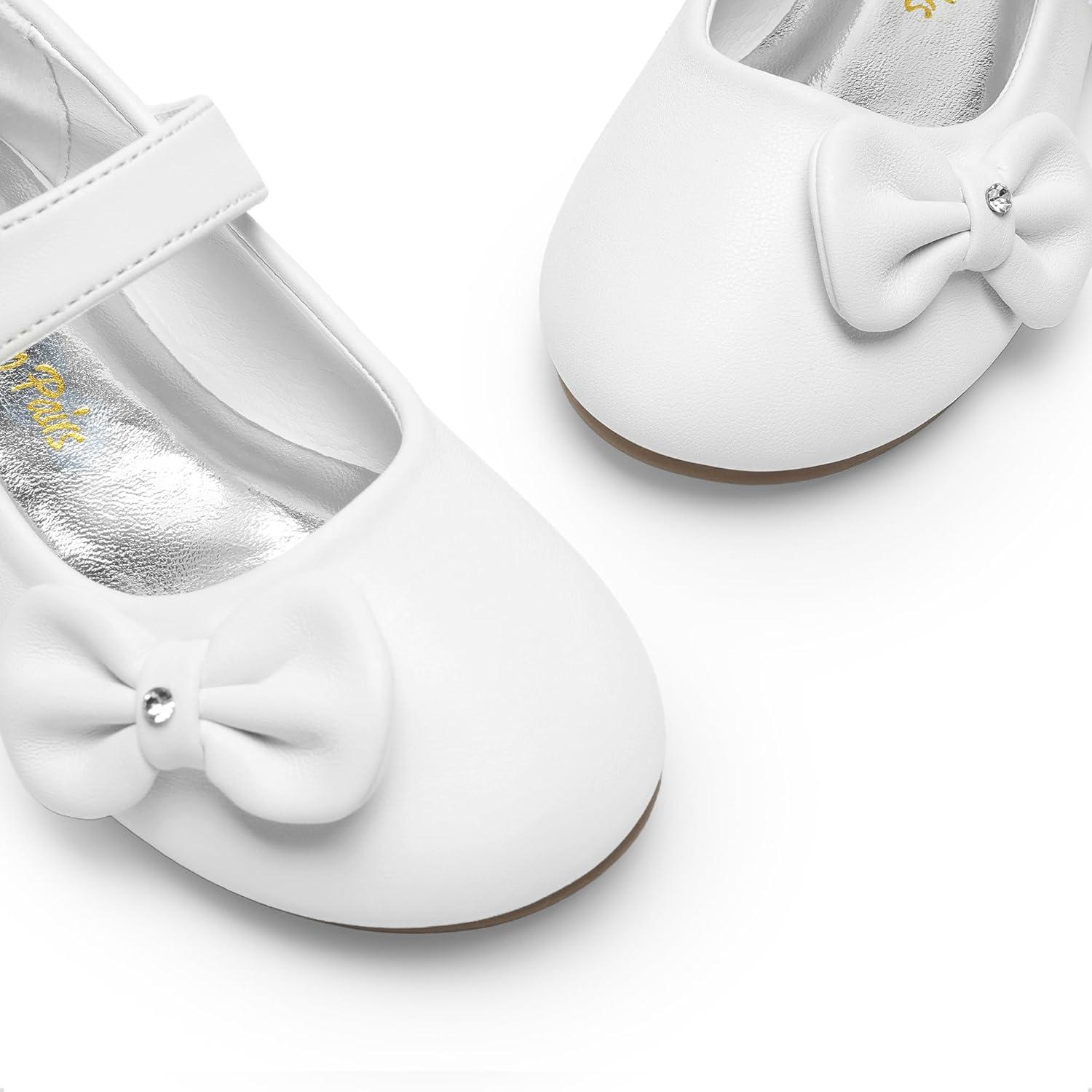 imageDREAM PAIRS Toddler Girls Dress Shoes Mary Jane Flats Girls School Uniform Flats Bow Ballerina ShoesWhitepu