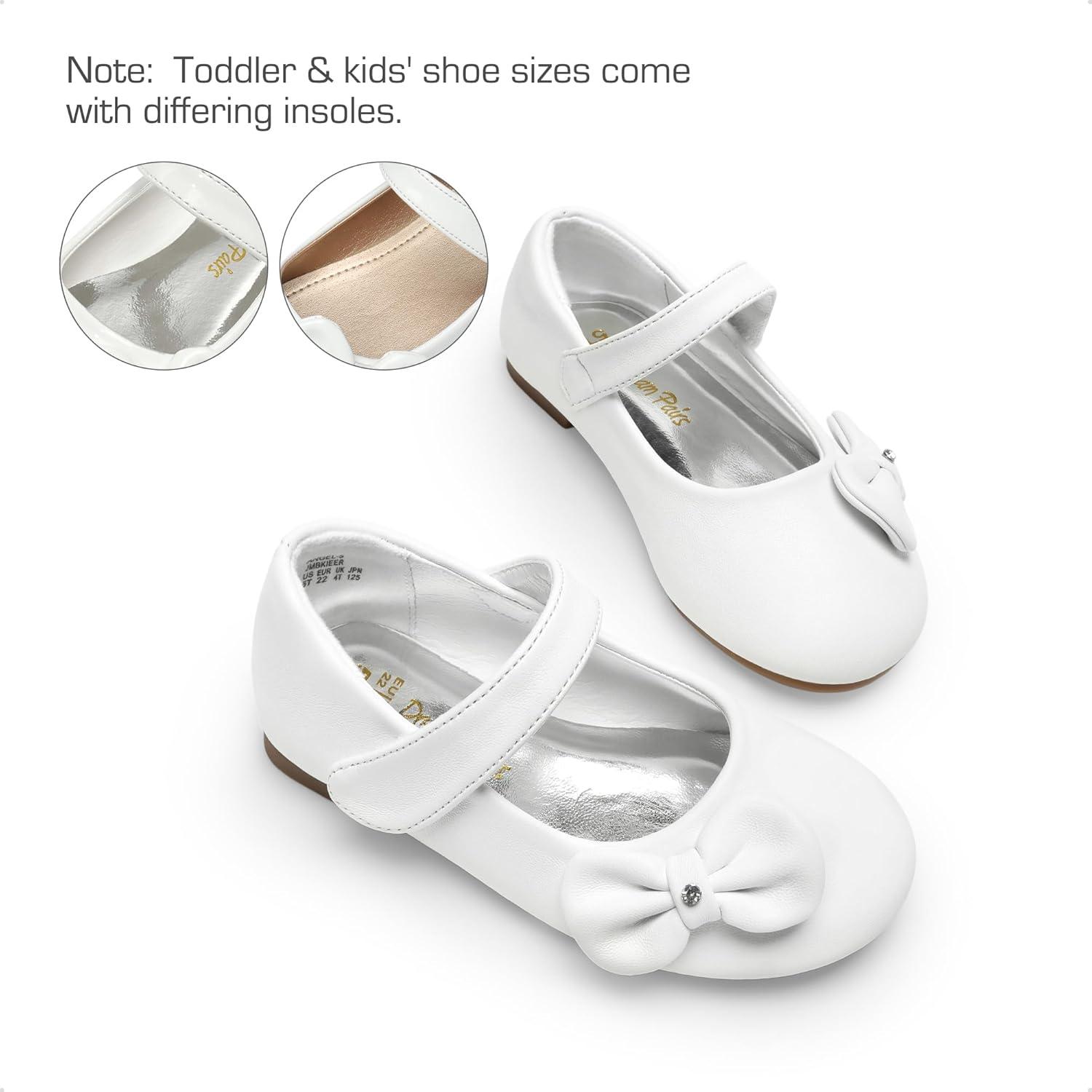 imageDREAM PAIRS Toddler Girls Dress Shoes Mary Jane Flats Girls School Uniform Flats Bow Ballerina ShoesWhitepu