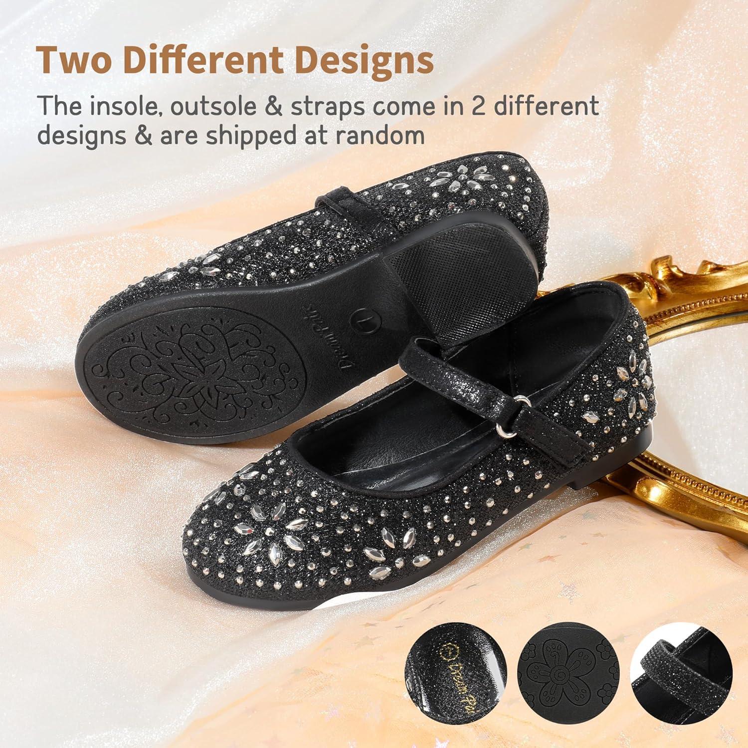 imageDREAM PAIRS Toddler Girls Dress Shoes Mary Jane Rhinestone Ballerina Flat for Party Birthday Performance WeddingBlack