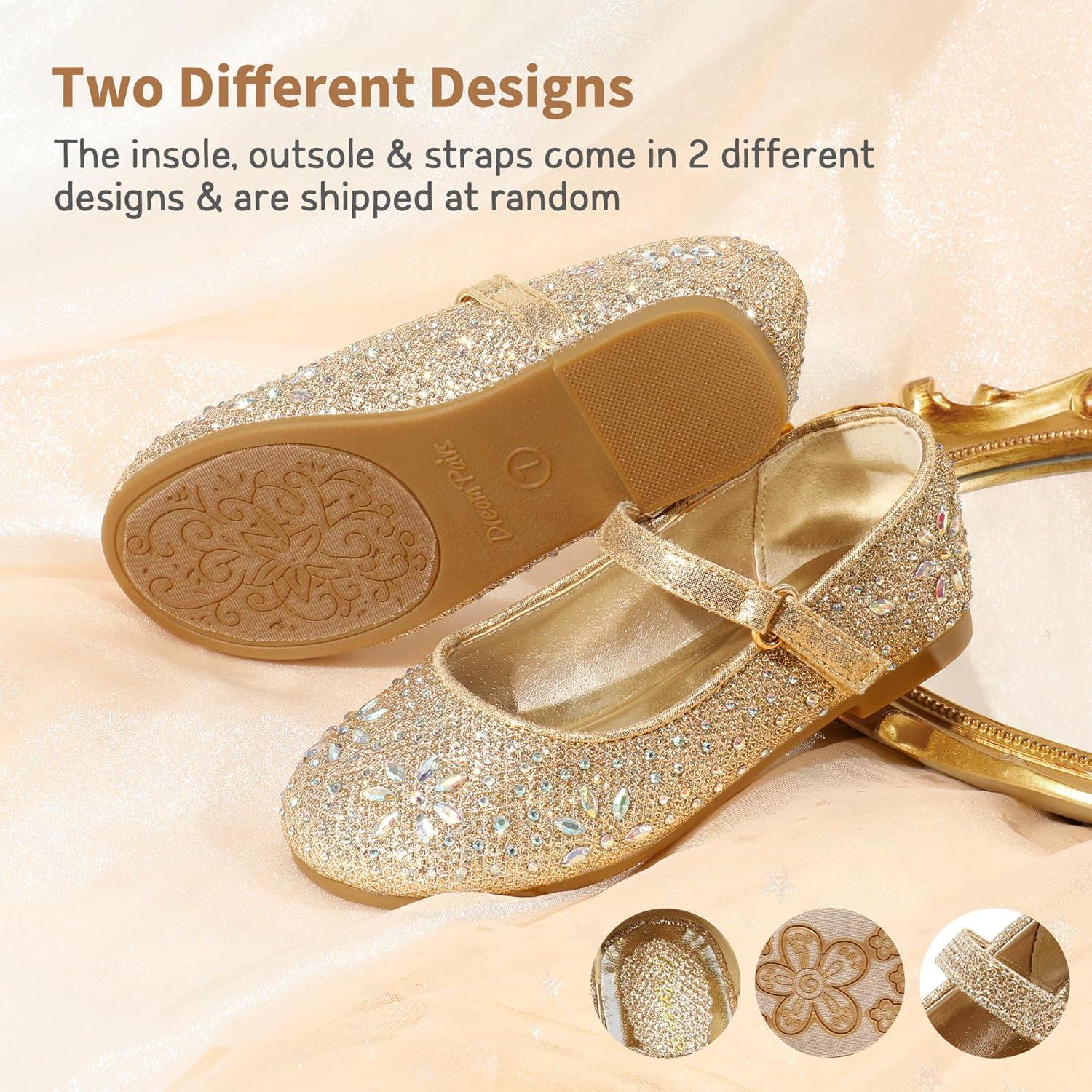 imageDREAM PAIRS Toddler Girls Dress Shoes Mary Jane Rhinestone Ballerina Flat for Party Birthday Performance WeddingGold