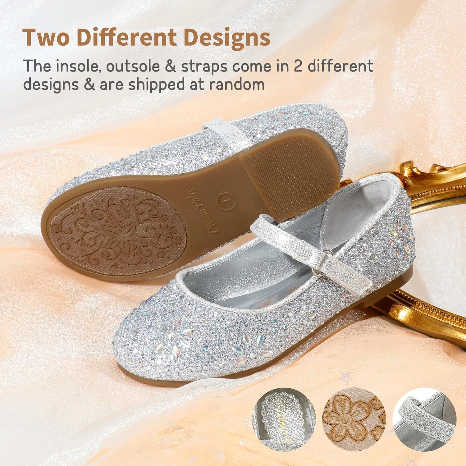 imageDREAM PAIRS Toddler Girls Dress Shoes Mary Jane Rhinestone Ballerina Flat for Party Birthday Performance WeddingSilver