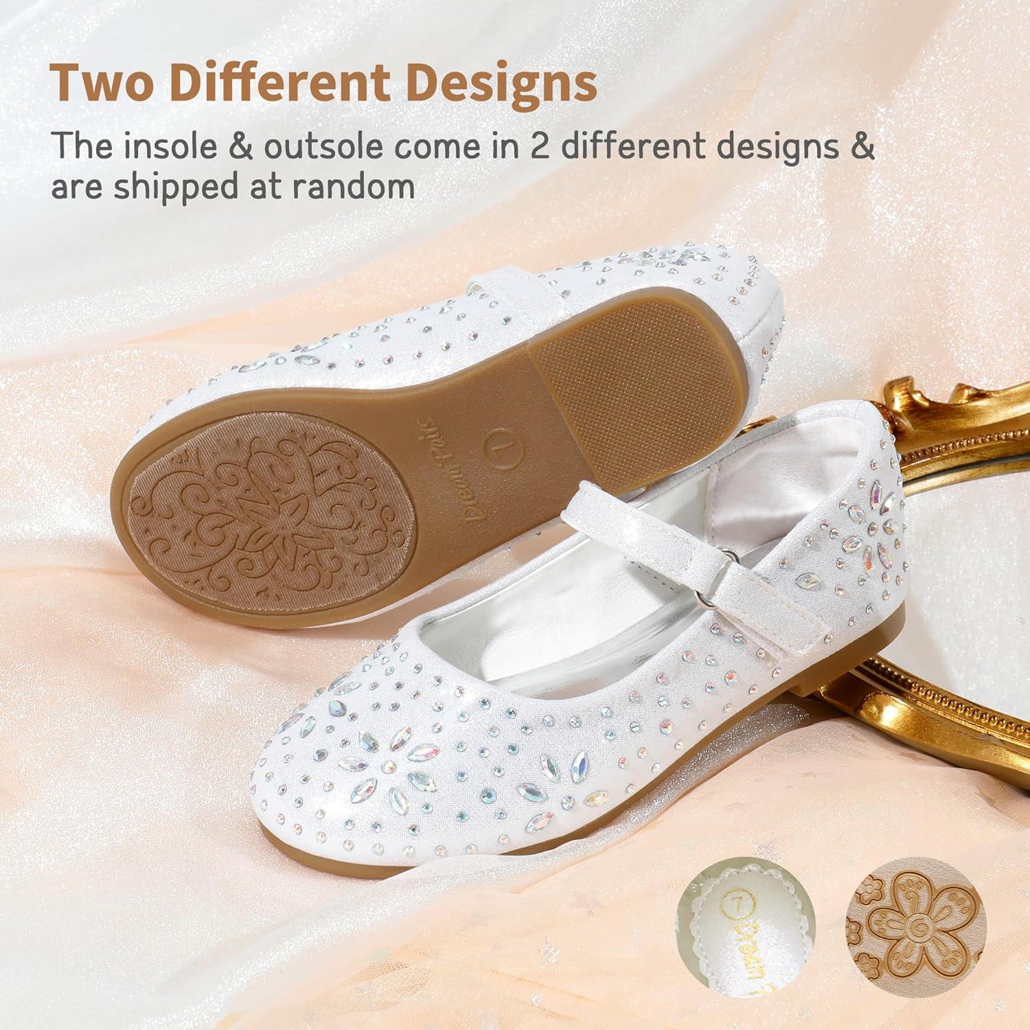 imageDREAM PAIRS Toddler Girls Dress Shoes Mary Jane Rhinestone Ballerina Flat for Party Birthday Performance WeddingWhite