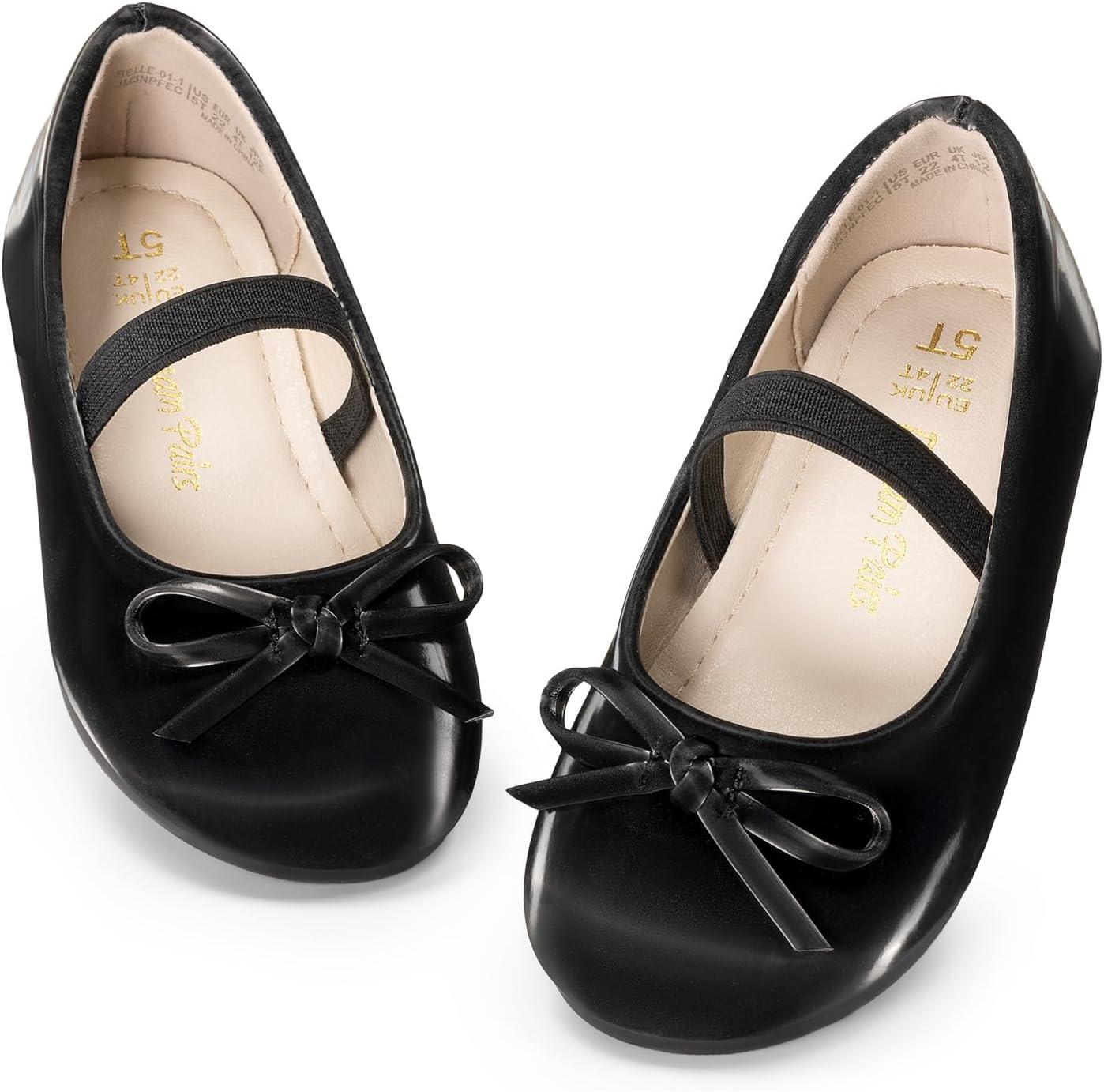 imageDREAM PAIRS Toddler Girls Dress Shoes Party Wedding Flower Girl Ballet FlatsAll Black