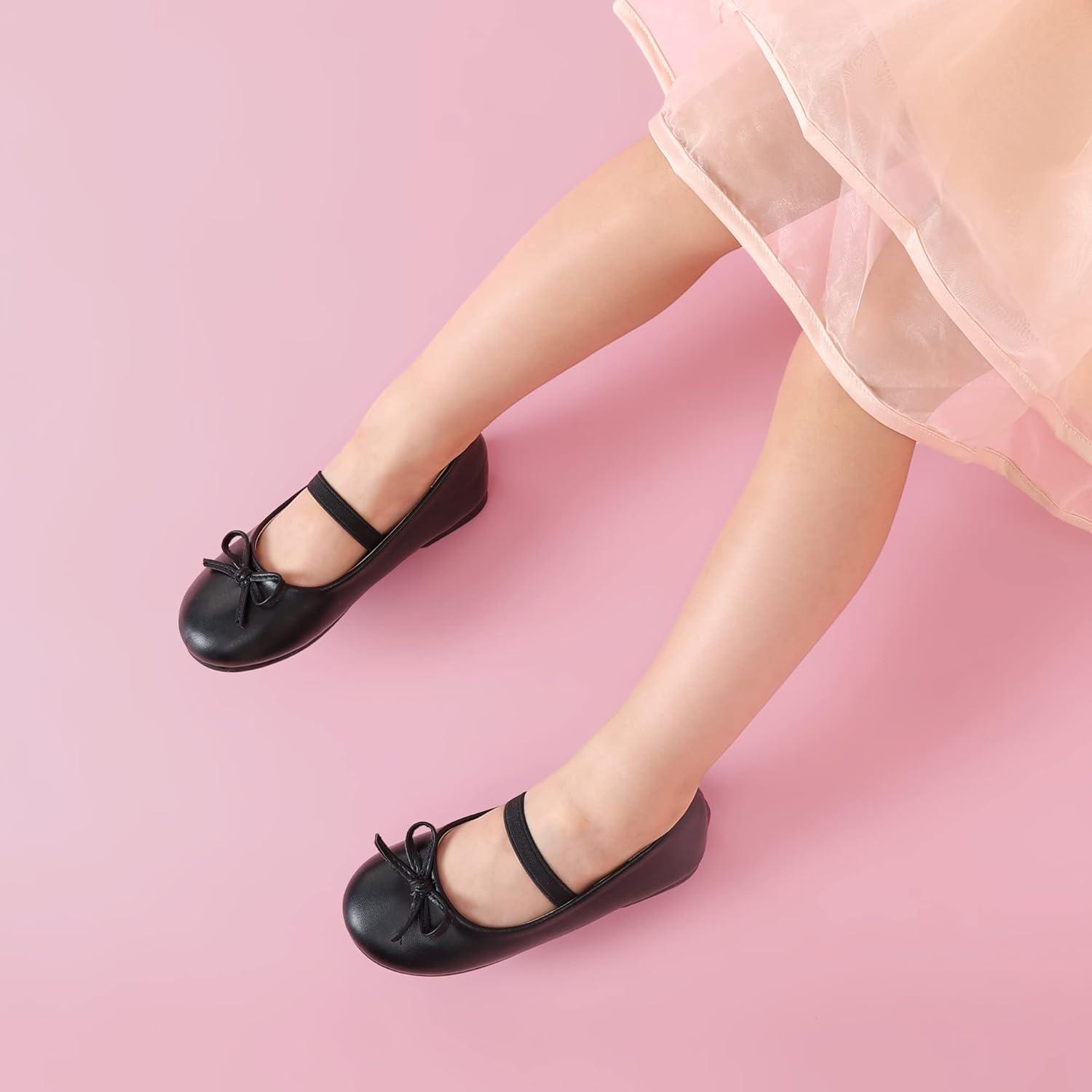 imageDREAM PAIRS Toddler Girls Dress Shoes Party Wedding Flower Girl Ballet FlatsBlackPu