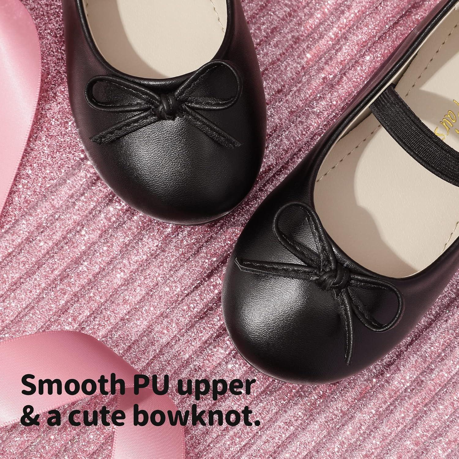 imageDREAM PAIRS Toddler Girls Dress Shoes Party Wedding Flower Girl Ballet FlatsBlackPu