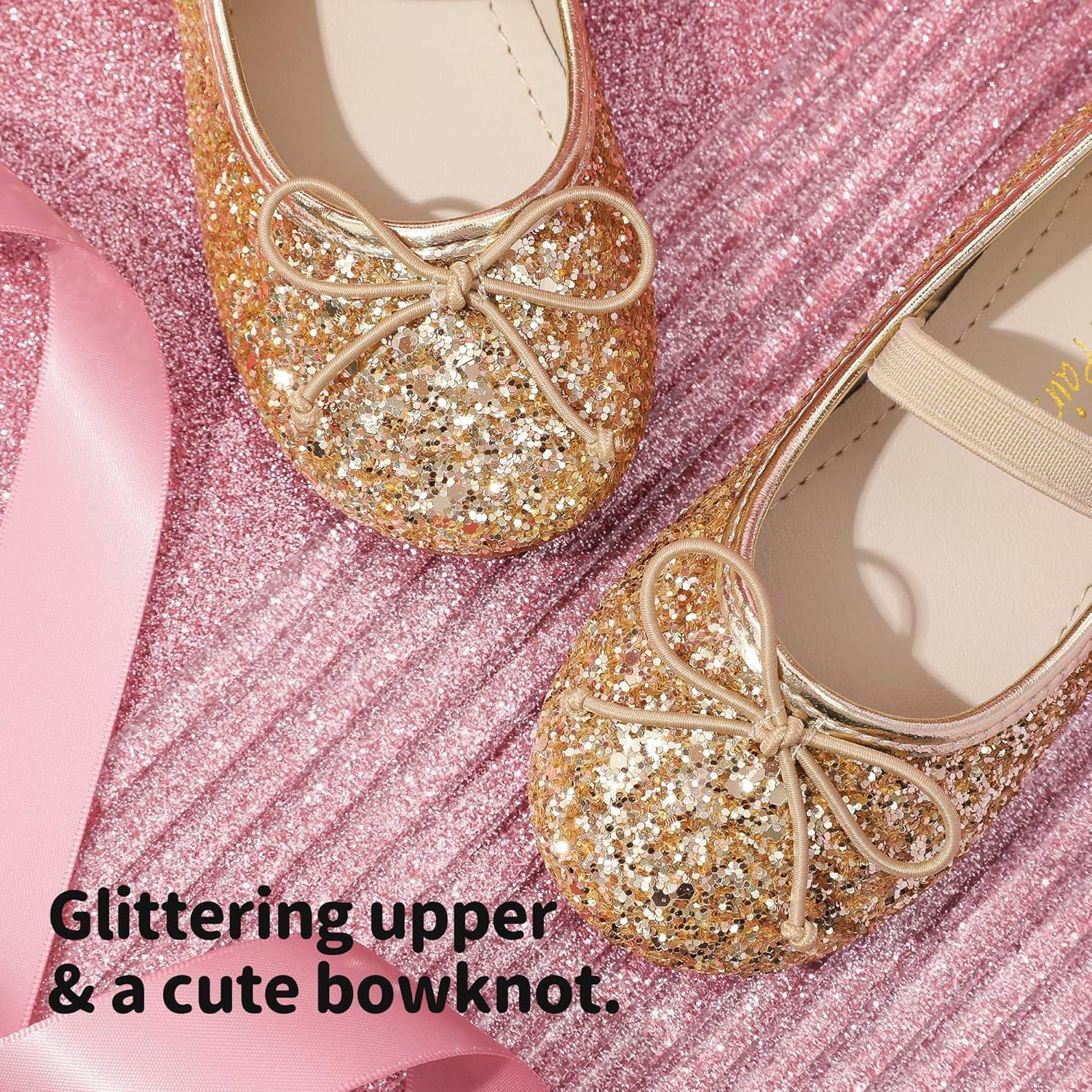 imageDREAM PAIRS Toddler Girls Dress Shoes Party Wedding Flower Girl Ballet FlatsGold