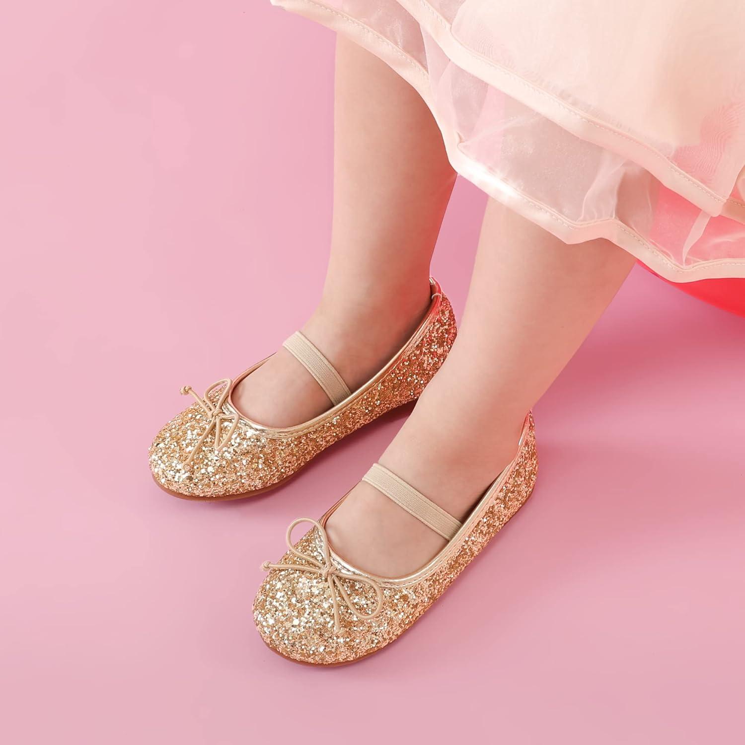 imageDREAM PAIRS Toddler Girls Dress Shoes Party Wedding Flower Girl Ballet FlatsGold