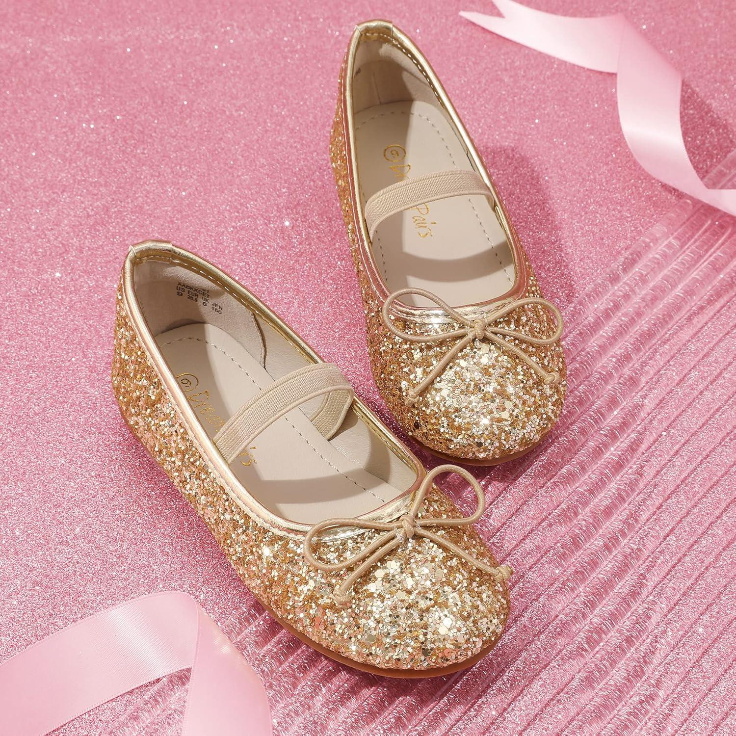 imageDREAM PAIRS Toddler Girls Dress Shoes Party Wedding Flower Girl Ballet FlatsGold
