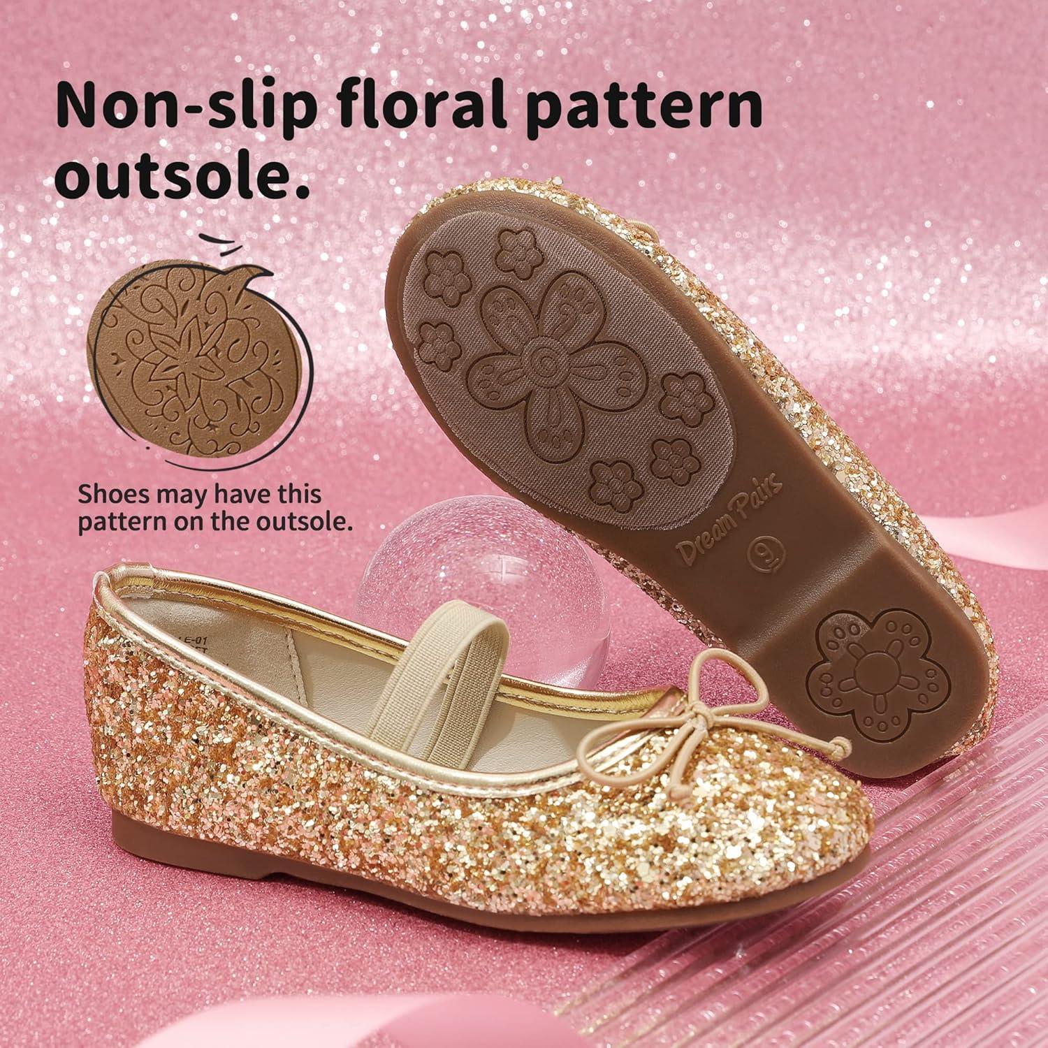 imageDREAM PAIRS Toddler Girls Dress Shoes Party Wedding Flower Girl Ballet FlatsGold