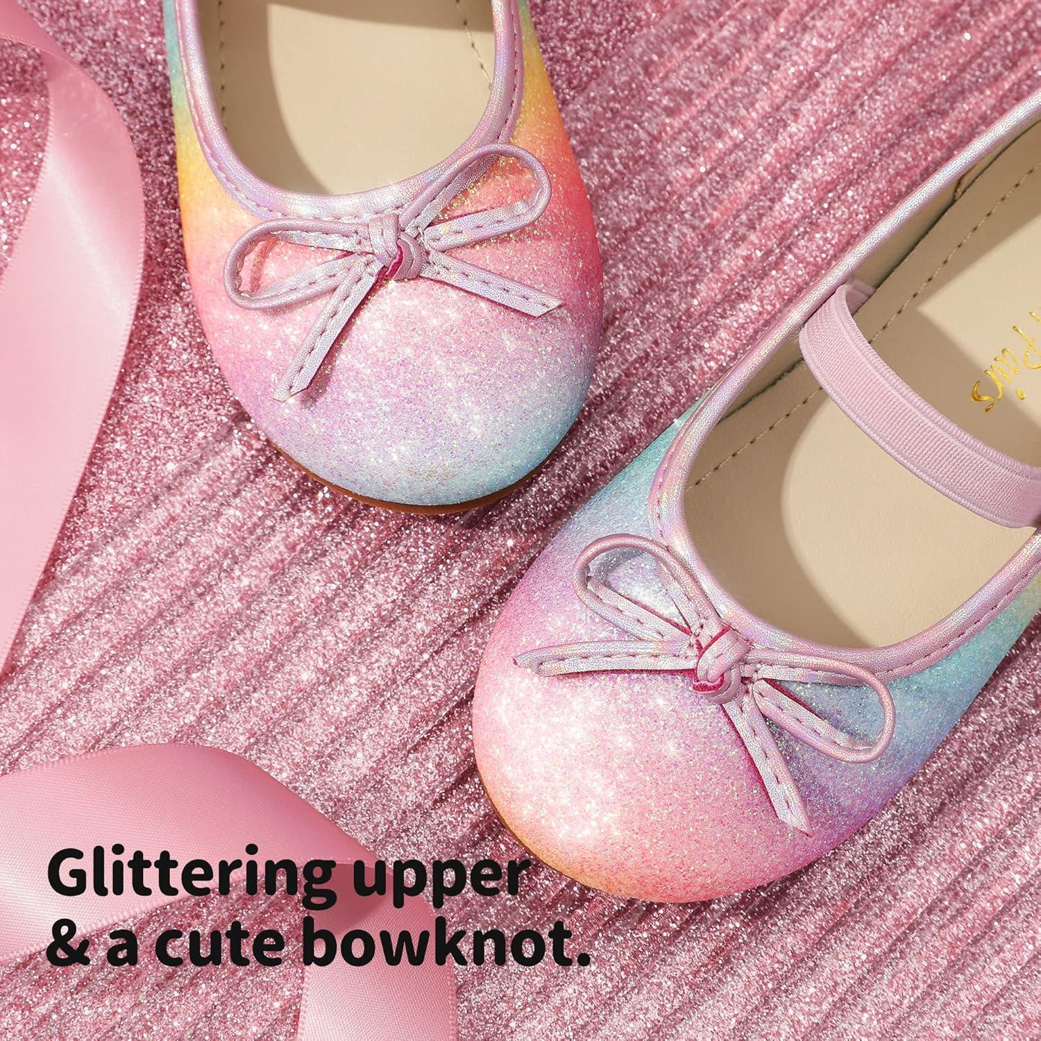 imageDREAM PAIRS Toddler Girls Dress Shoes Party Wedding Flower Girl Ballet FlatsRainbow