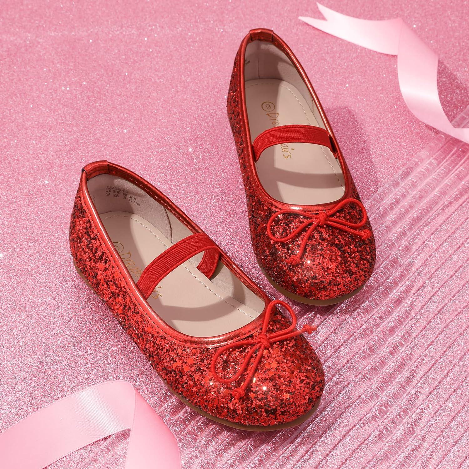 imageDREAM PAIRS Toddler Girls Dress Shoes Party Wedding Flower Girl Ballet FlatsRed