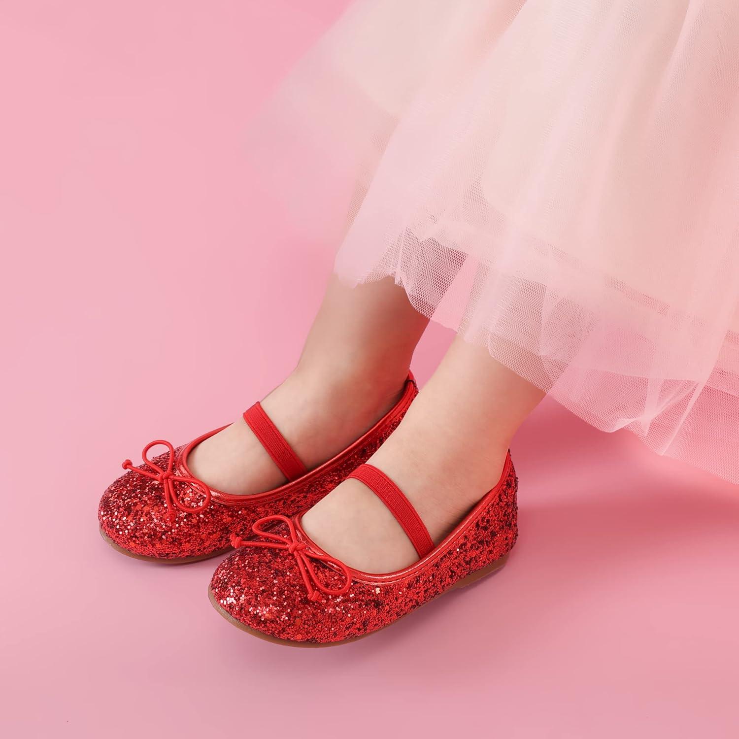 imageDREAM PAIRS Toddler Girls Dress Shoes Party Wedding Flower Girl Ballet FlatsRed