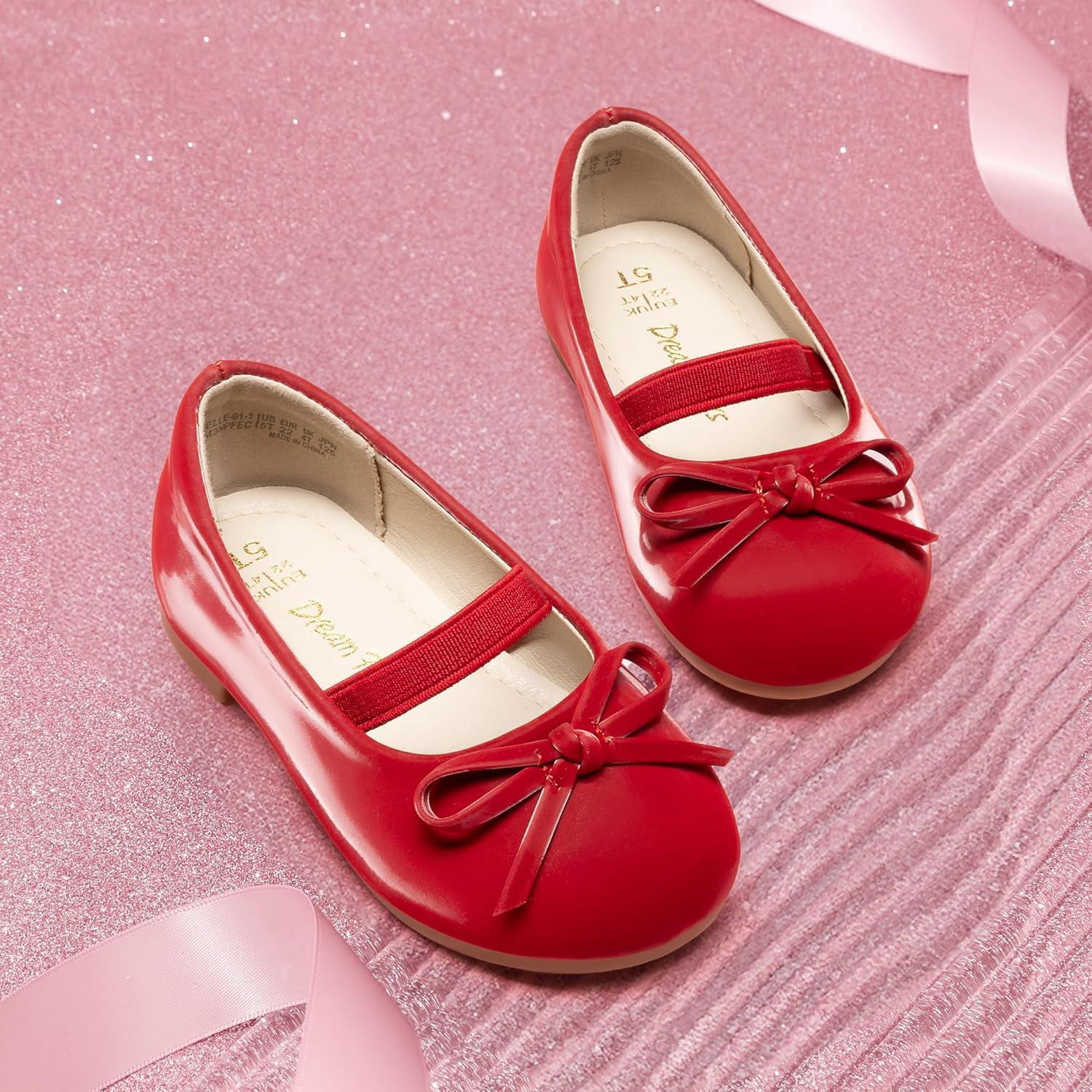 imageDREAM PAIRS Toddler Girls Dress Shoes Party Wedding Flower Girl Ballet FlatsRedpu