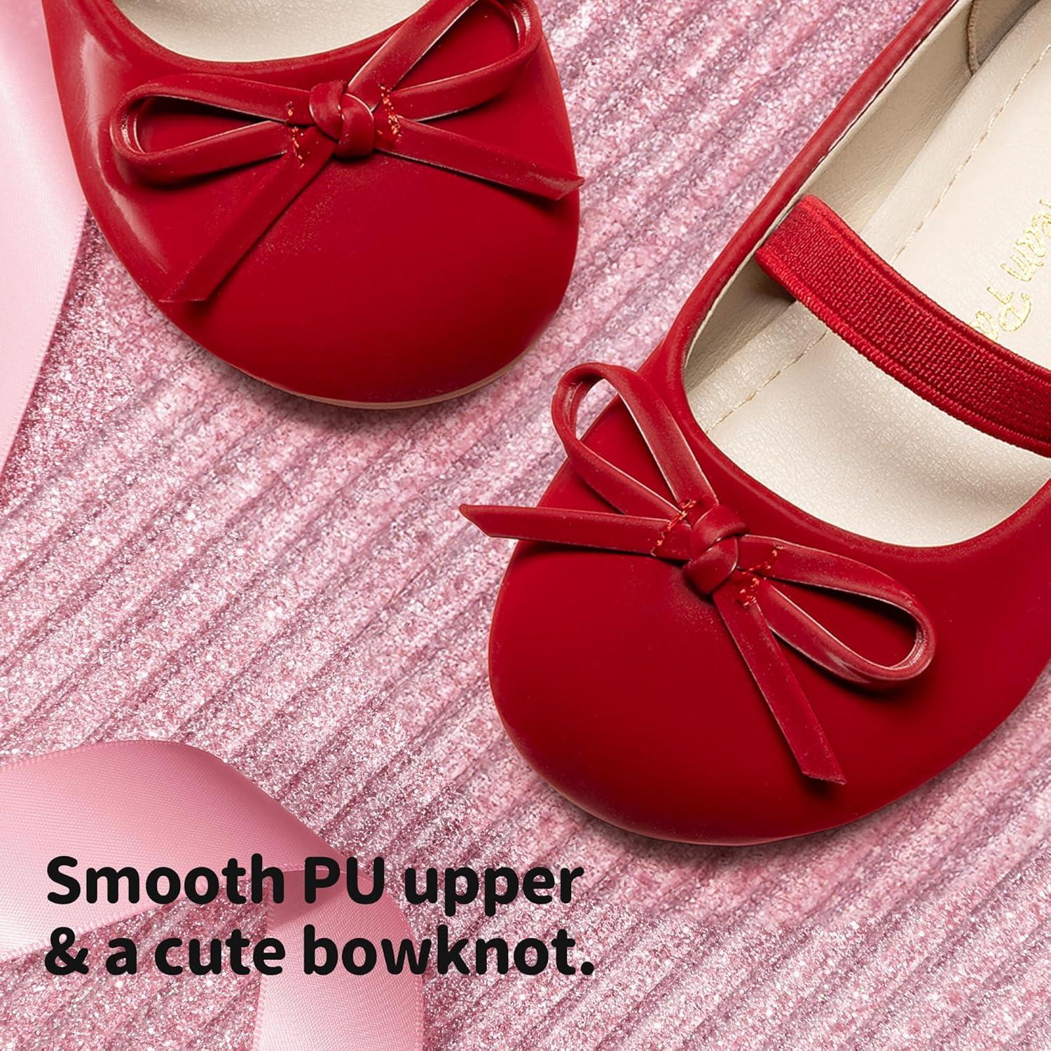 imageDREAM PAIRS Toddler Girls Dress Shoes Party Wedding Flower Girl Ballet FlatsRedpu
