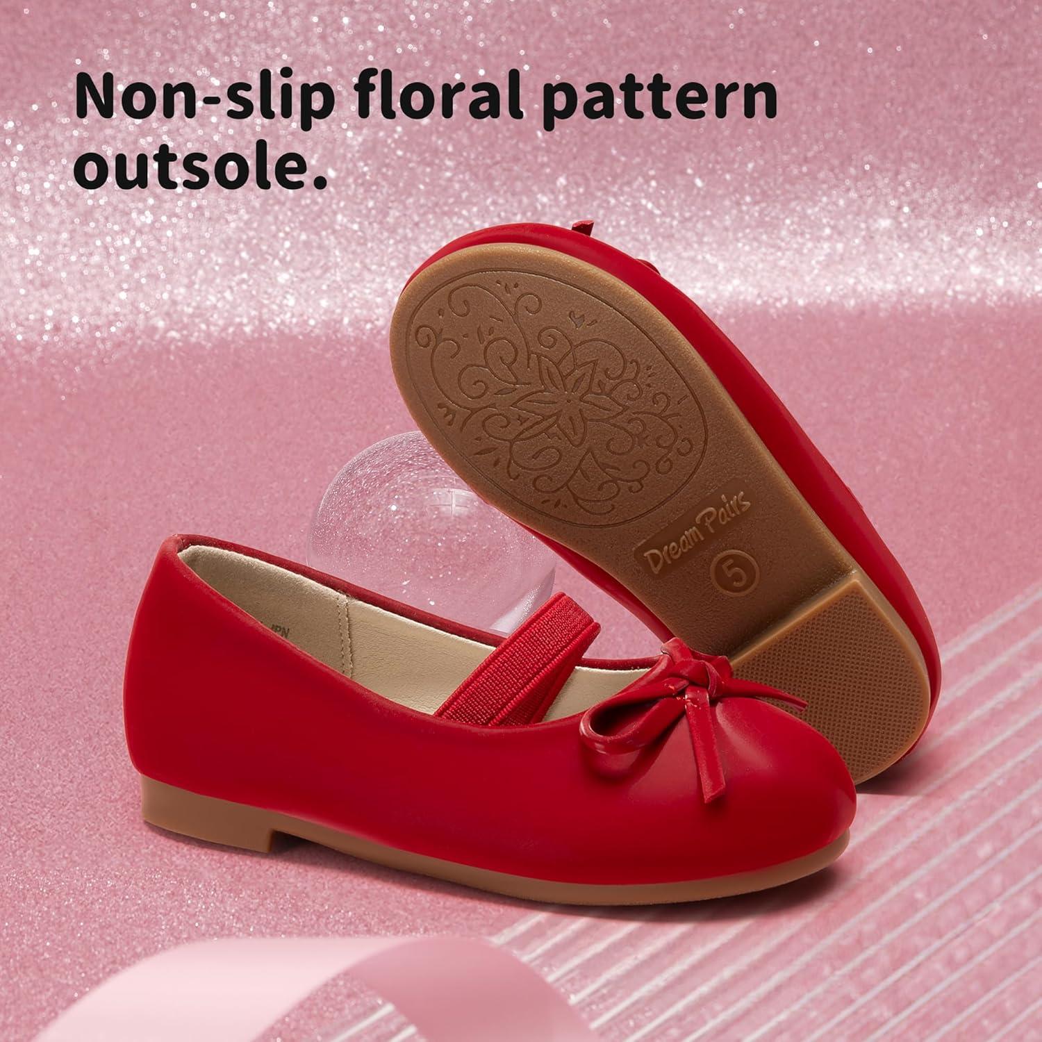 imageDREAM PAIRS Toddler Girls Dress Shoes Party Wedding Flower Girl Ballet FlatsRedpu