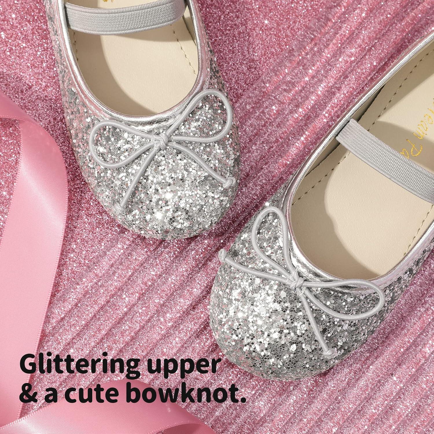 imageDREAM PAIRS Toddler Girls Dress Shoes Party Wedding Flower Girl Ballet FlatsSilver