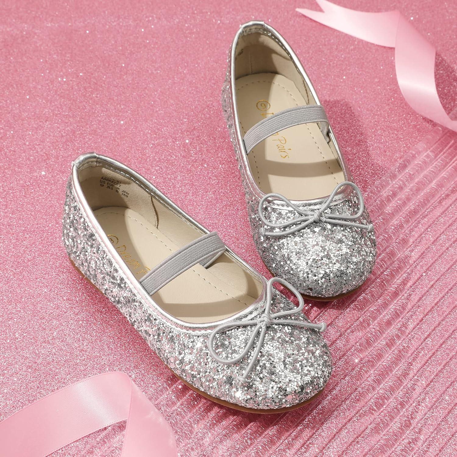 imageDREAM PAIRS Toddler Girls Dress Shoes Party Wedding Flower Girl Ballet FlatsSilver
