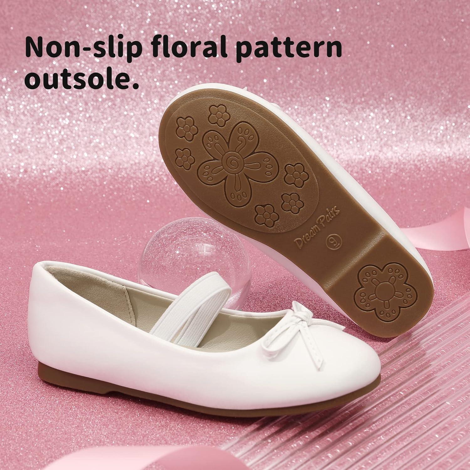 imageDREAM PAIRS Toddler Girls Dress Shoes Party Wedding Flower Girl Ballet FlatsWhitePu