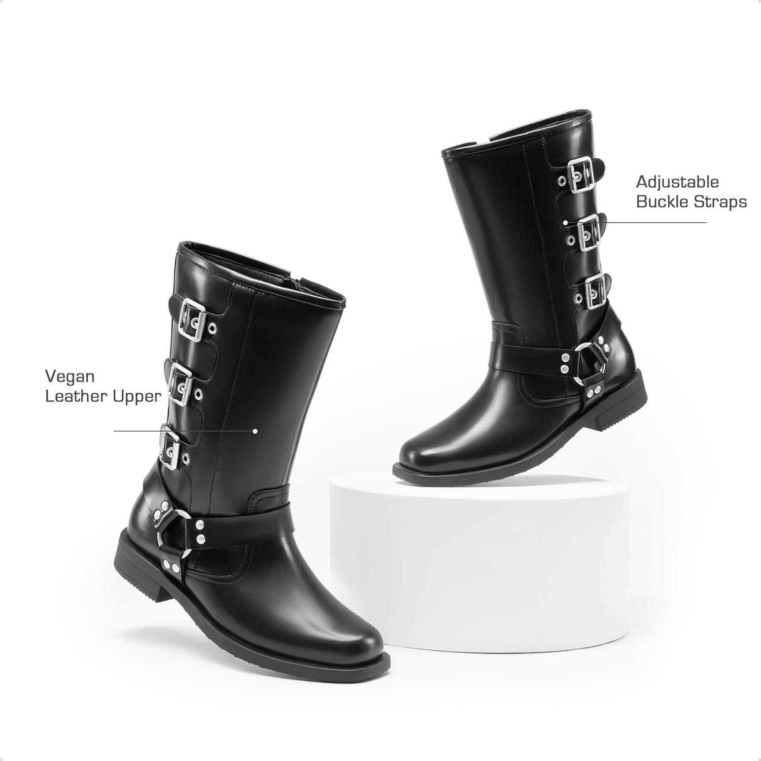 imageDREAM PAIRS Toddler Girls Mid Calf Boots Side Zipper Riding ShoesBlack