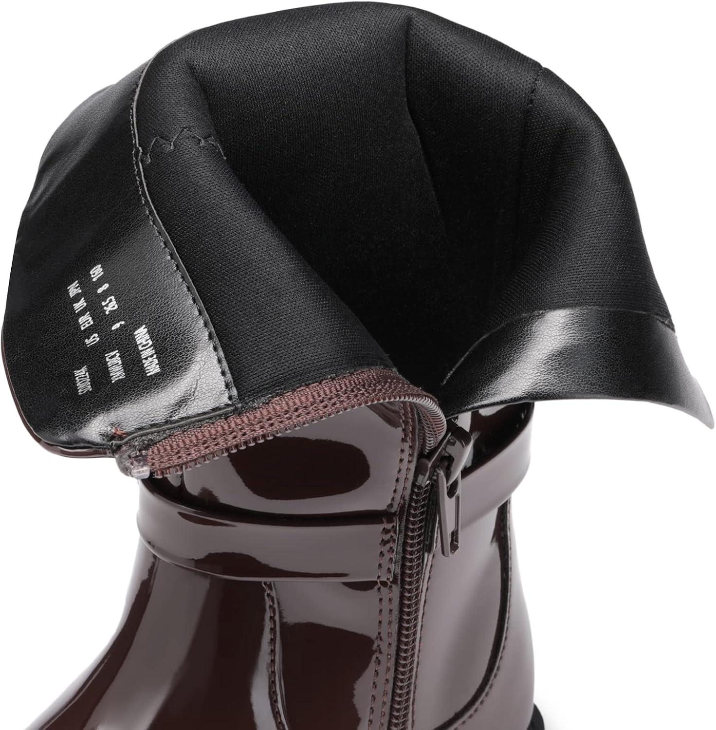 imageDREAM PAIRS Toddler Girls Mid Calf Boots Side Zipper Riding ShoesBrownPat