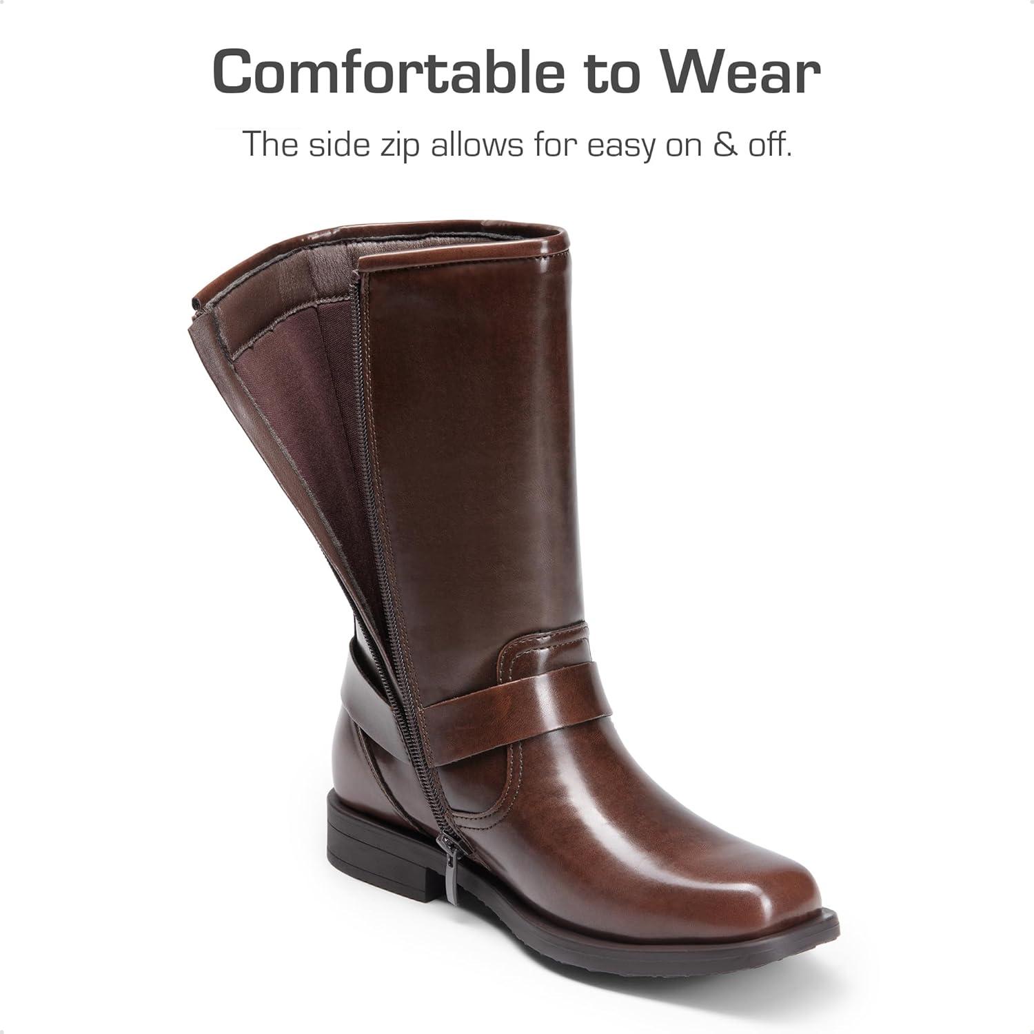 imageDREAM PAIRS Toddler Girls Mid Calf Boots Side Zipper Riding ShoesDark Brown