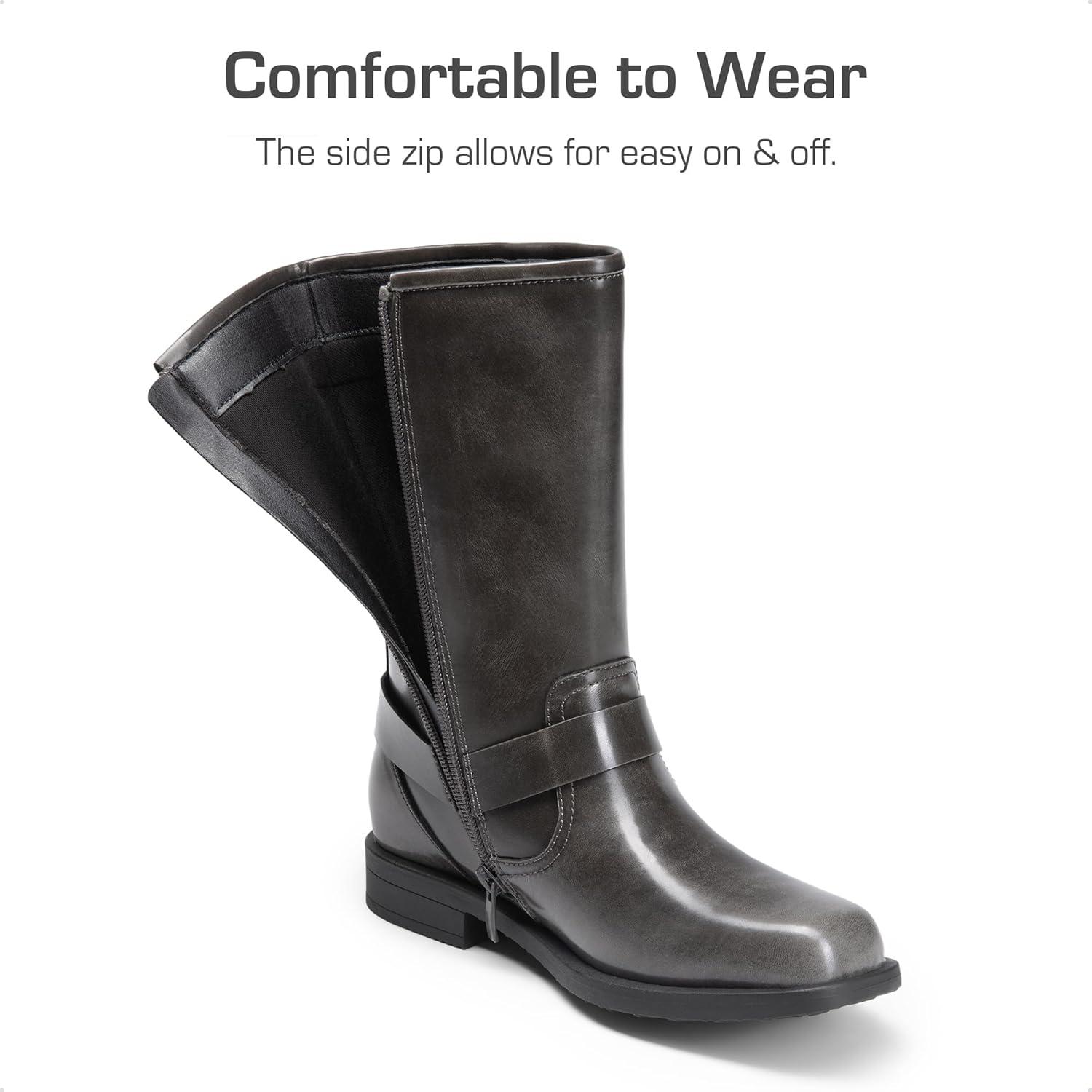 imageDREAM PAIRS Toddler Girls Mid Calf Boots Side Zipper Riding ShoesDark Grey