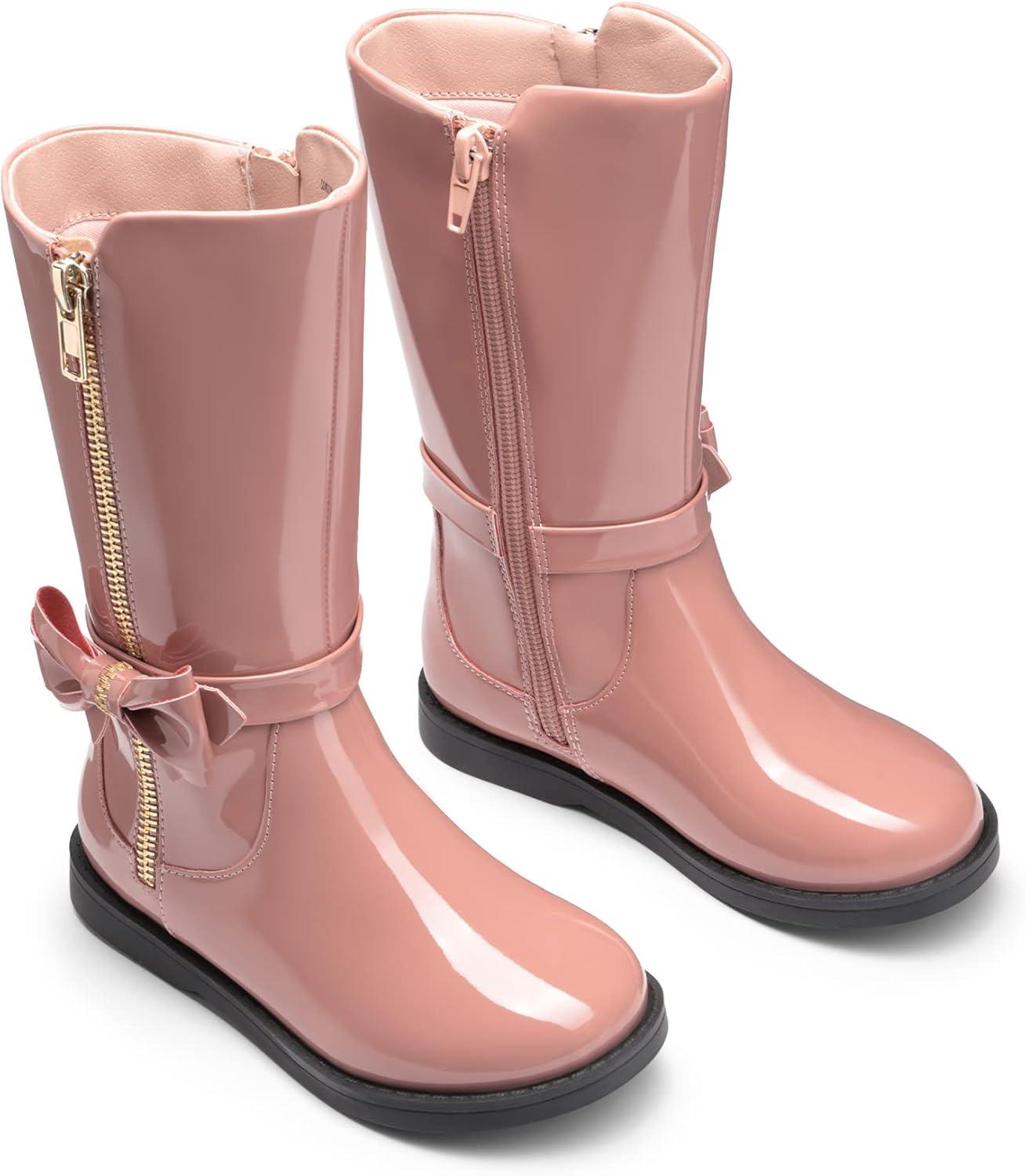 imageDREAM PAIRS Toddler Girls Mid Calf Boots Side Zipper Riding ShoesPinkPat