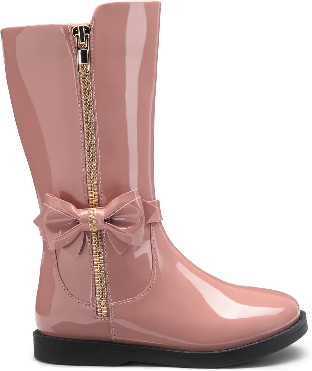 imageDREAM PAIRS Toddler Girls Mid Calf Boots Side Zipper Riding ShoesPinkPat