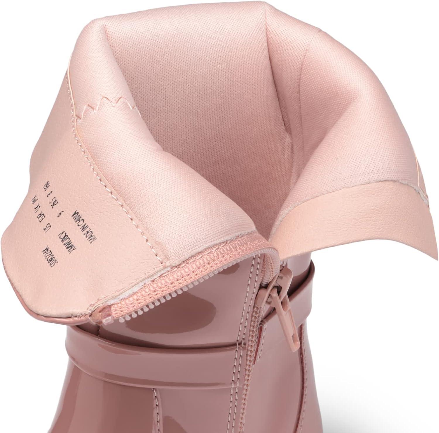 imageDREAM PAIRS Toddler Girls Mid Calf Boots Side Zipper Riding ShoesPinkPat