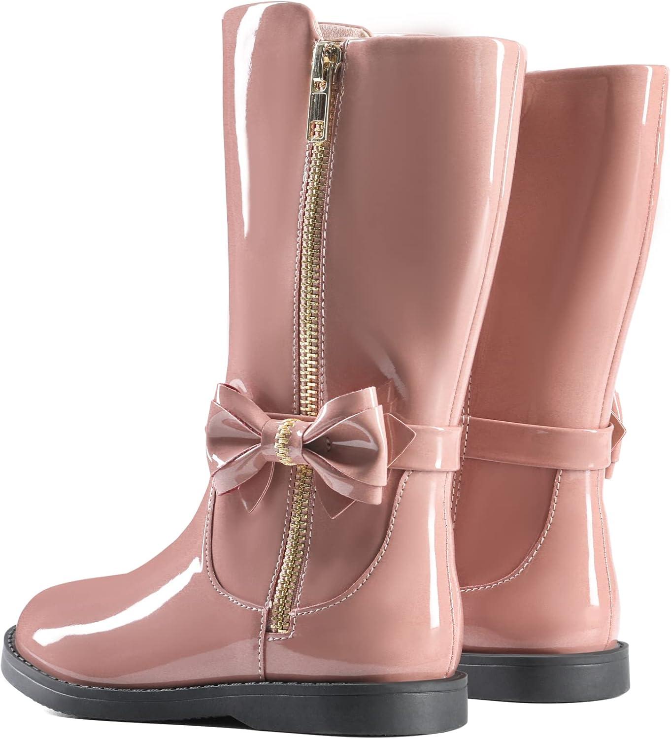 imageDREAM PAIRS Toddler Girls Mid Calf Boots Side Zipper Riding ShoesPinkPat