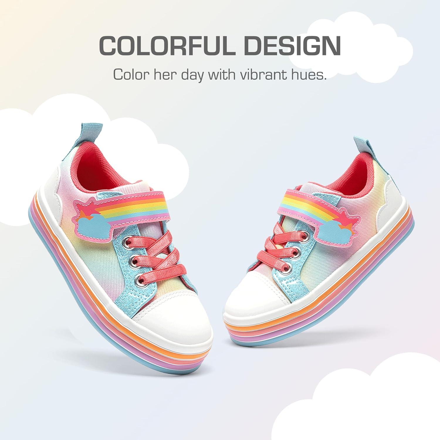 imageDREAM PAIRS Toddler Girls Shoes Rainbow Sneakers Casual School Walking Hook and Loop Footwear for ToddlerLittle KidsRainbowBlue