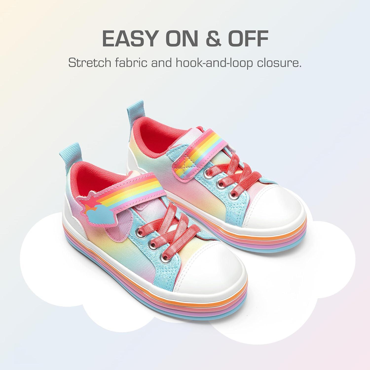 imageDREAM PAIRS Toddler Girls Shoes Rainbow Sneakers Casual School Walking Hook and Loop Footwear for ToddlerLittle KidsRainbowBlue