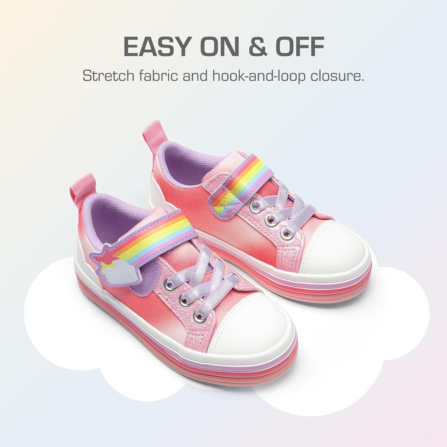 imageDREAM PAIRS Toddler Girls Shoes Rainbow Sneakers Casual School Walking Hook and Loop Footwear for ToddlerLittle KidsRainbowPink