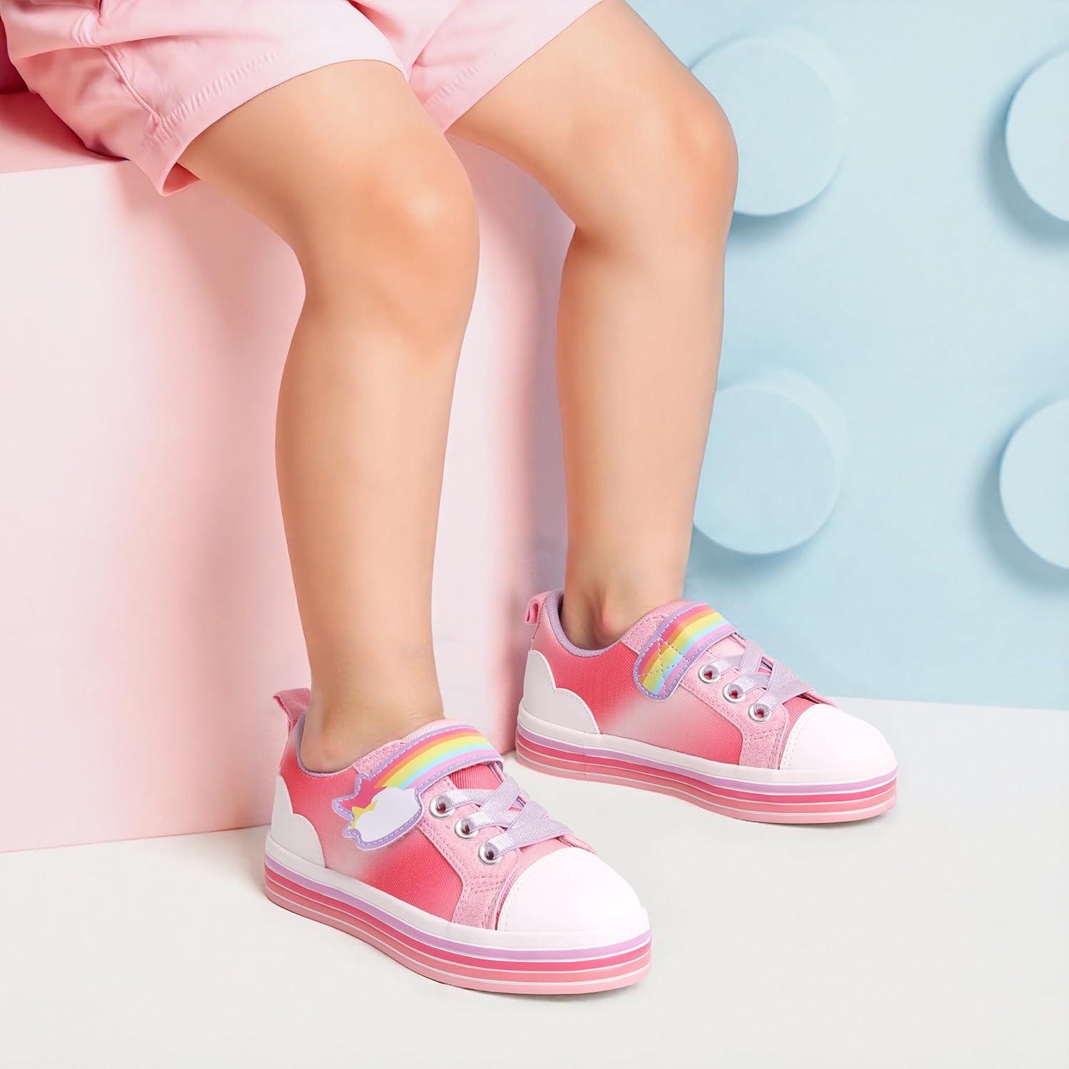 imageDREAM PAIRS Toddler Girls Shoes Rainbow Sneakers Casual School Walking Hook and Loop Footwear for ToddlerLittle KidsRainbowPink