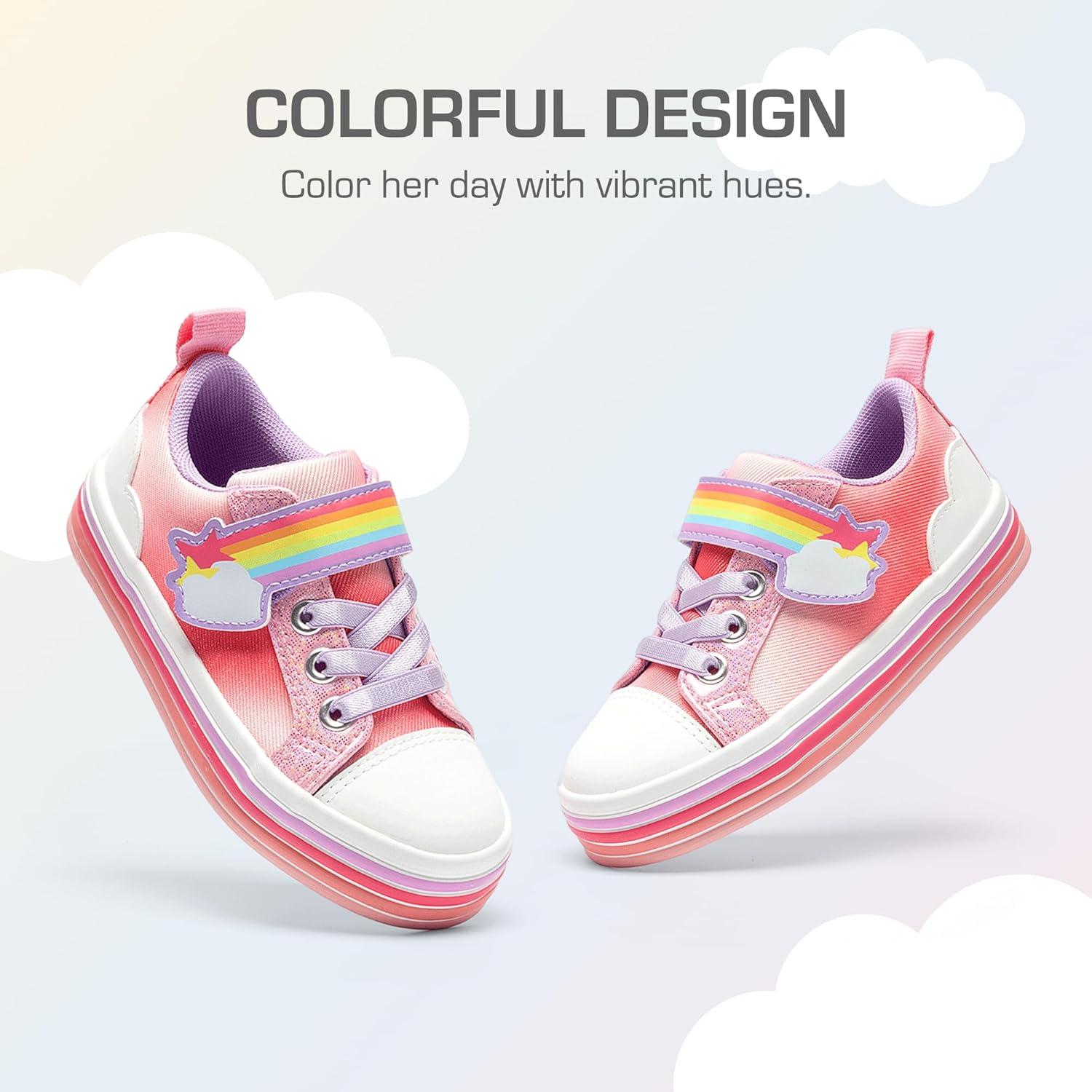 imageDREAM PAIRS Toddler Girls Shoes Rainbow Sneakers Casual School Walking Hook and Loop Footwear for ToddlerLittle KidsRainbowPink