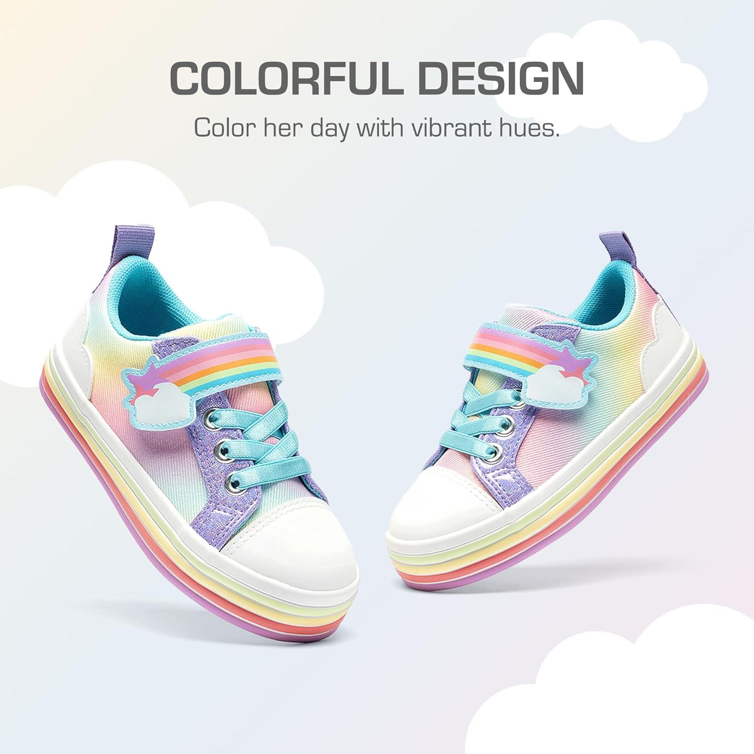 imageDREAM PAIRS Toddler Girls Shoes Rainbow Sneakers Casual School Walking Hook and Loop Footwear for ToddlerLittle KidsRainbowPurple