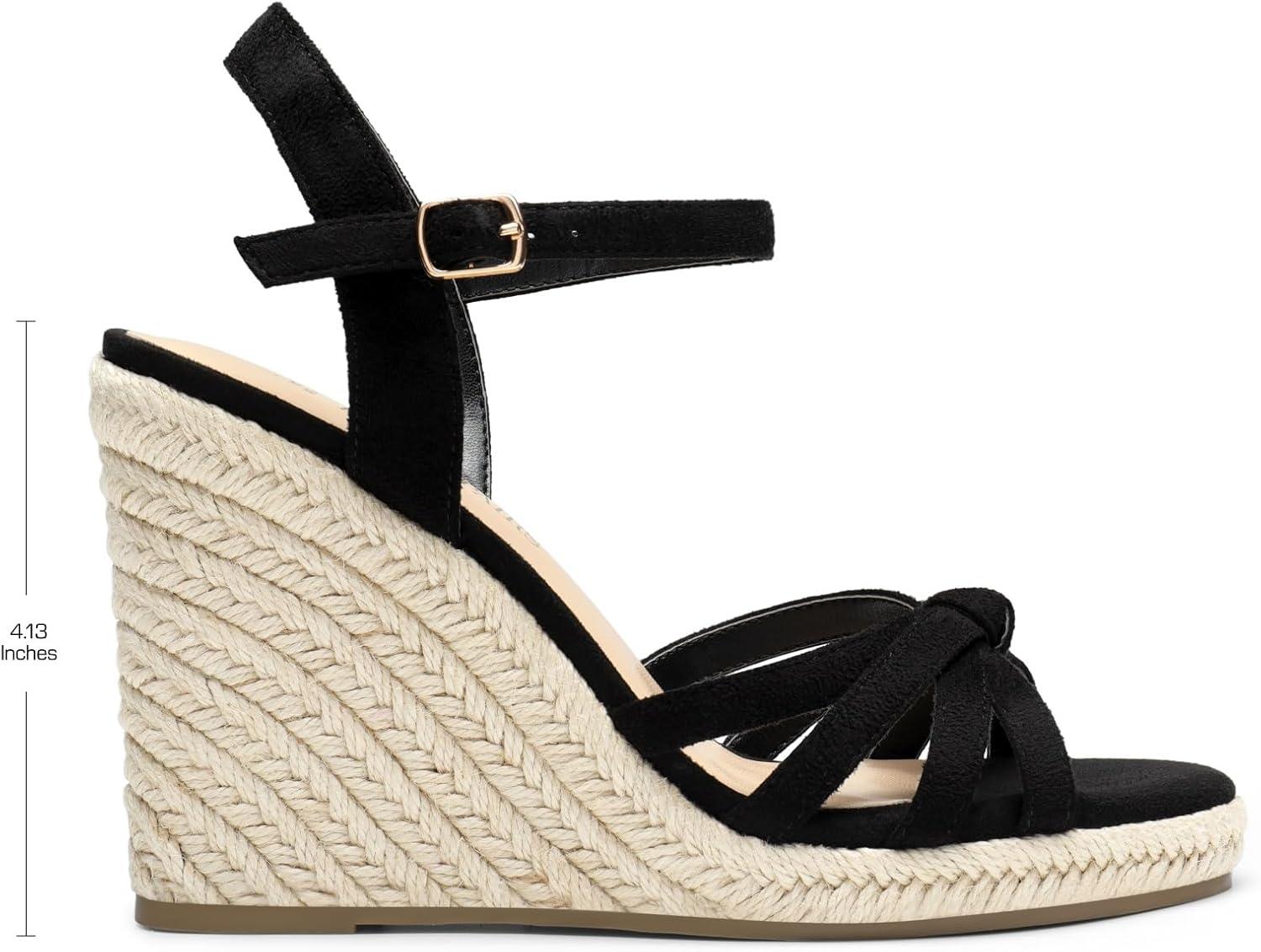 imageDREAM PAIRS Wedge Sandals for Women Dressy Summer Platform Espadrille Strappy Casual Braided Heels Comfortable with Open Toe and Ankle StrapBlacksuede