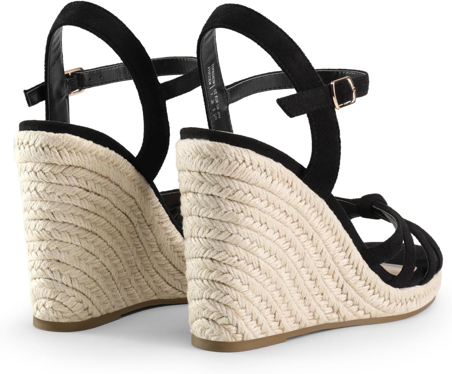 imageDREAM PAIRS Wedge Sandals for Women Dressy Summer Platform Espadrille Strappy Casual Braided Heels Comfortable with Open Toe and Ankle StrapBlacksuede