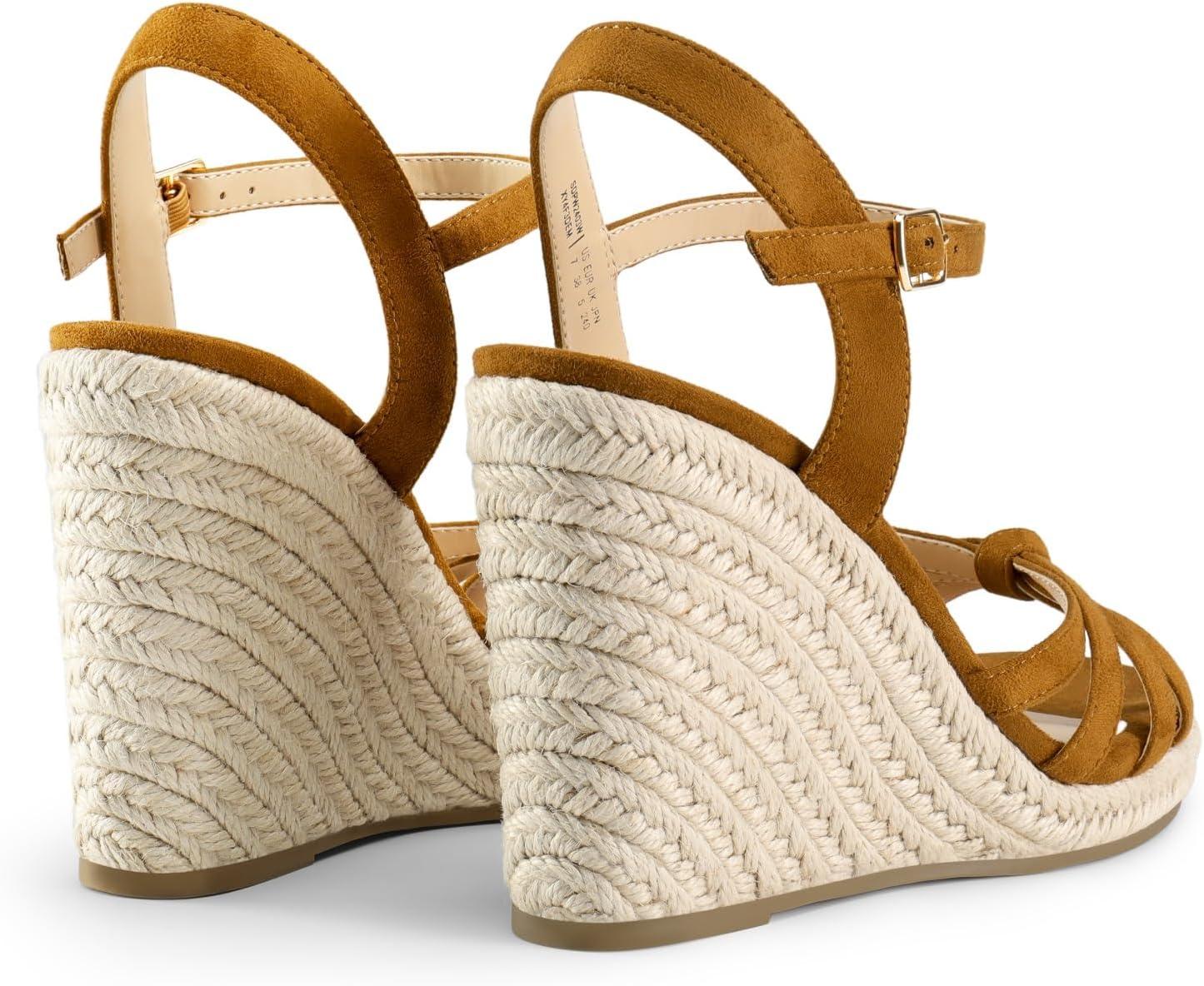 imageDREAM PAIRS Wedge Sandals for Women Dressy Summer Platform Espadrille Strappy Casual Braided Heels Comfortable with Open Toe and Ankle StrapBrownsuede