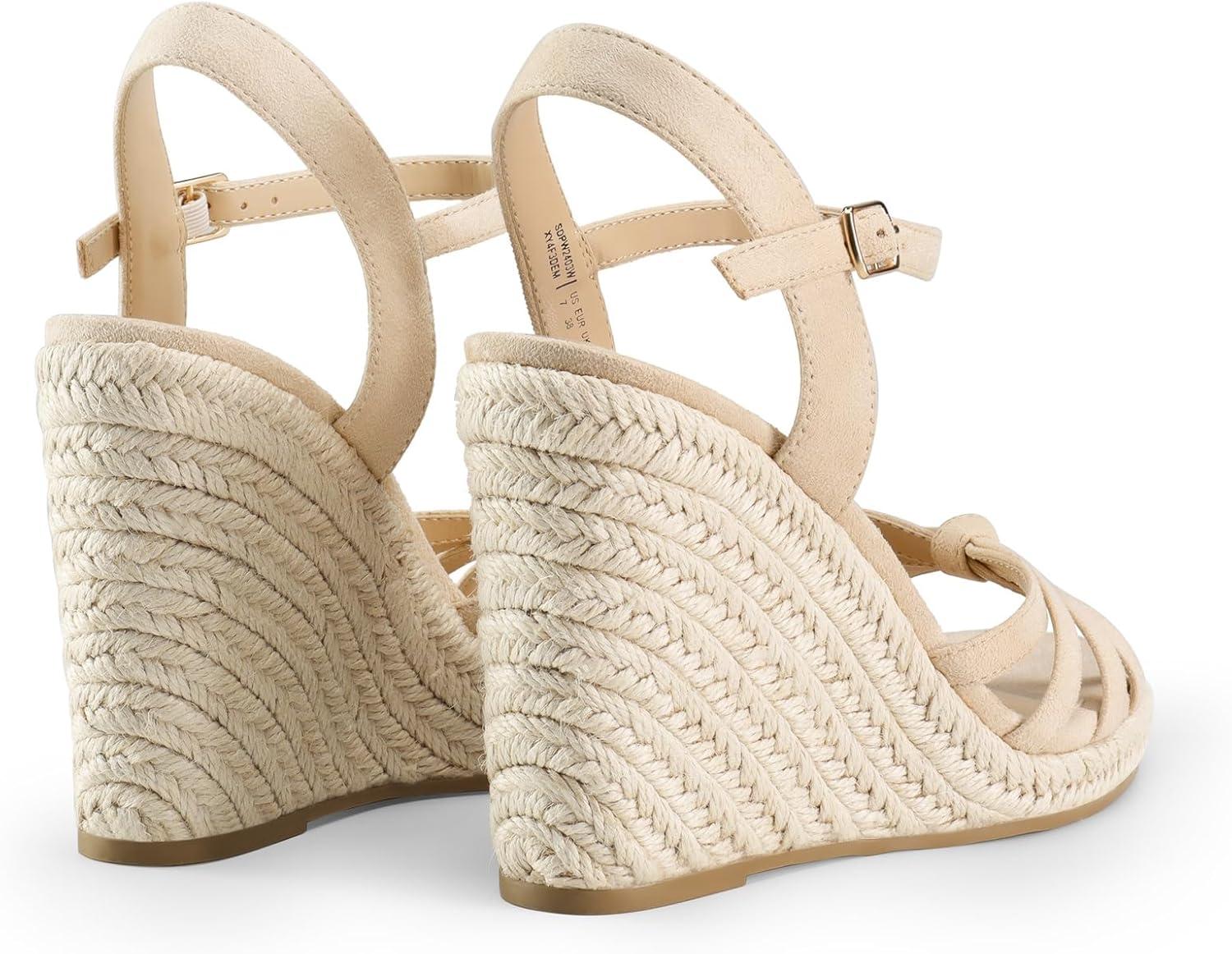 imageDREAM PAIRS Wedge Sandals for Women Dressy Summer Platform Espadrille Strappy Casual Braided Heels Comfortable with Open Toe and Ankle StrapNudesuede