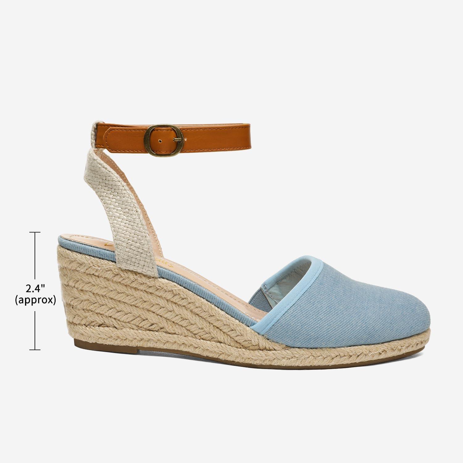 imageDREAM PAIRS Womens Ankle Strap Closed Toe Espadrille Wedge Heels SandalsLightBlue