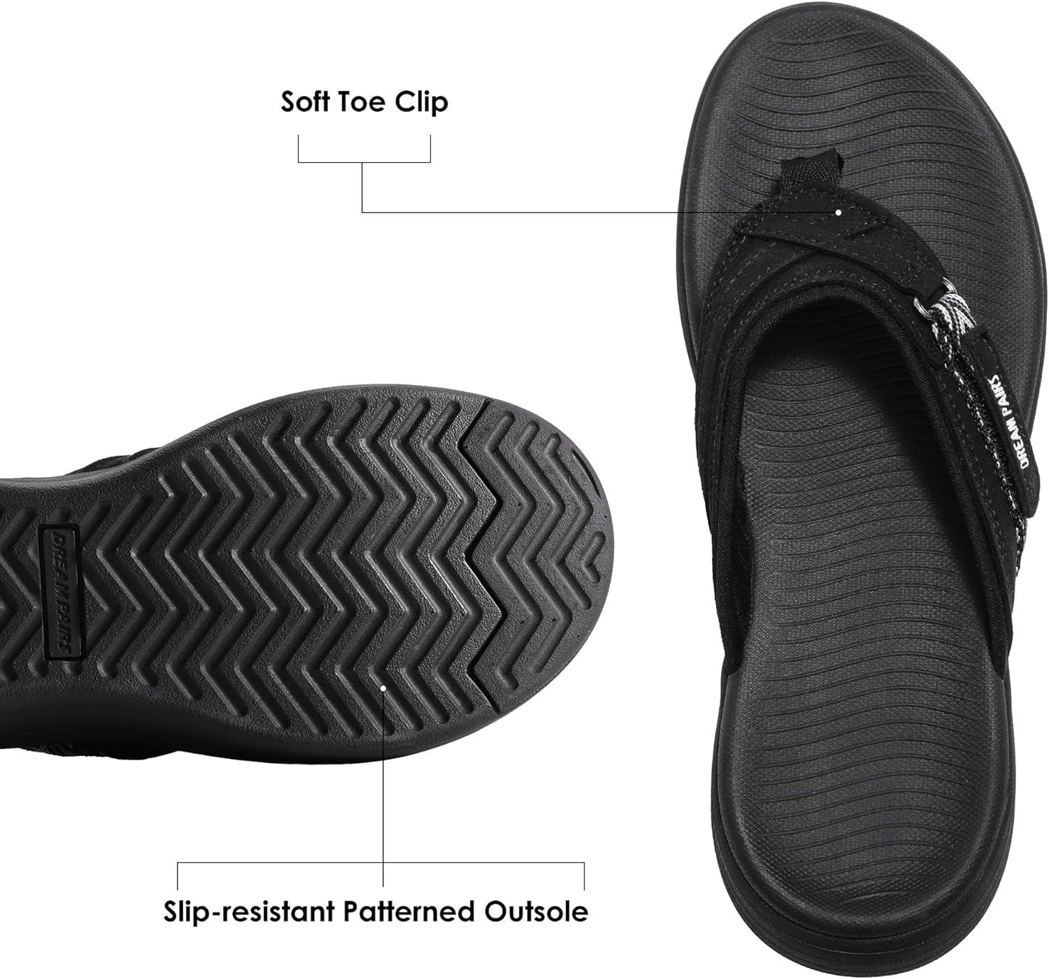 imageDREAM PAIRS Womens Arch Support Flip Flops Comfortable Thong SandalsBlack