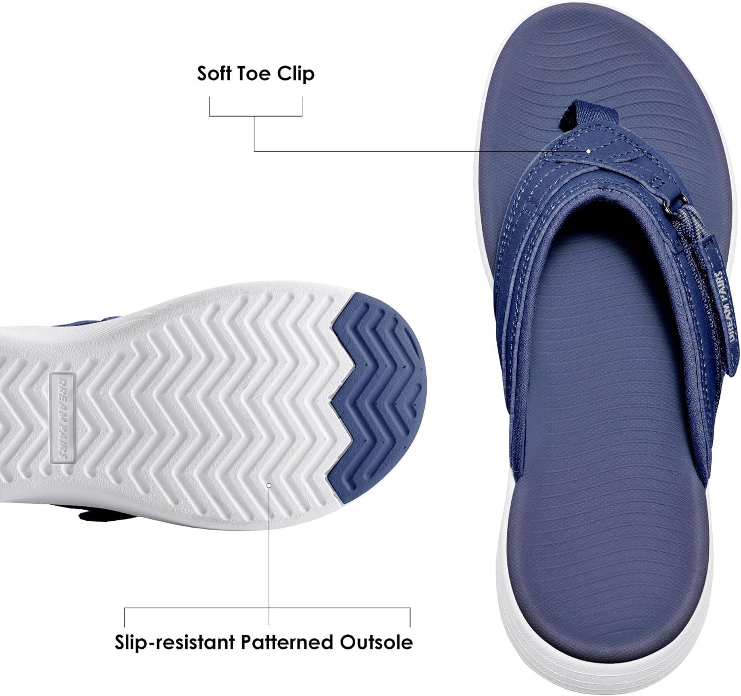 imageDREAM PAIRS Womens Arch Support Flip Flops Comfortable Thong SandalsNavy